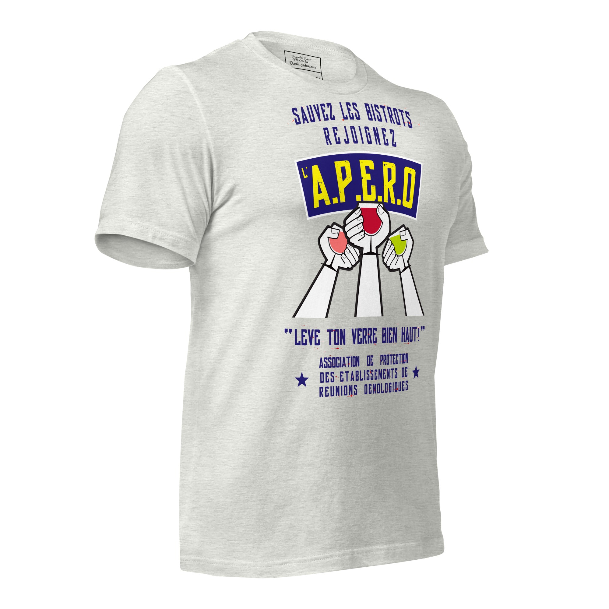 Unisex cotton t-shirt Sauvez les Bistrots, rejoignez l'Apéro on light heather colors