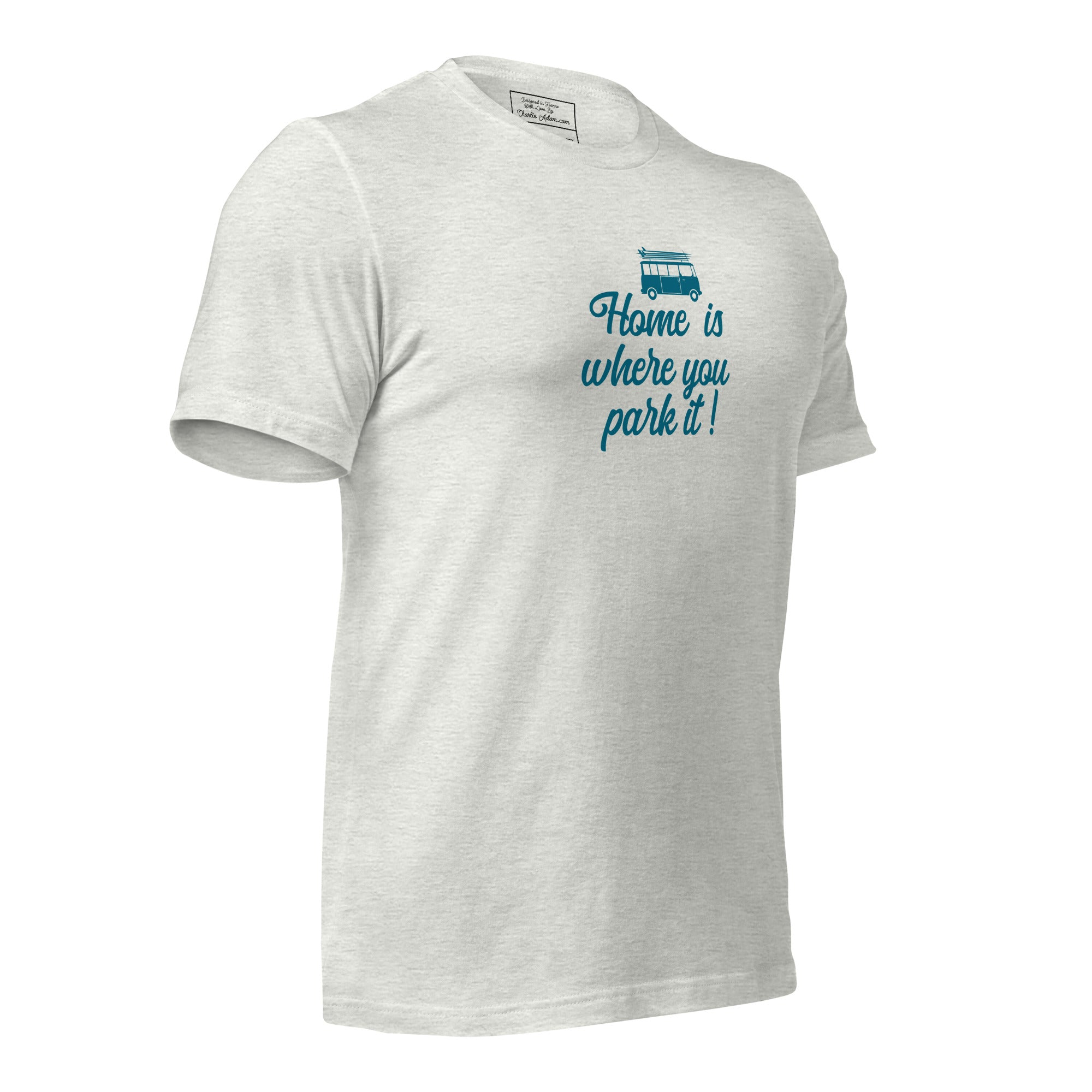 T-shirt en coton unisexe Blue Surf Combi sur couleurs chinées claires