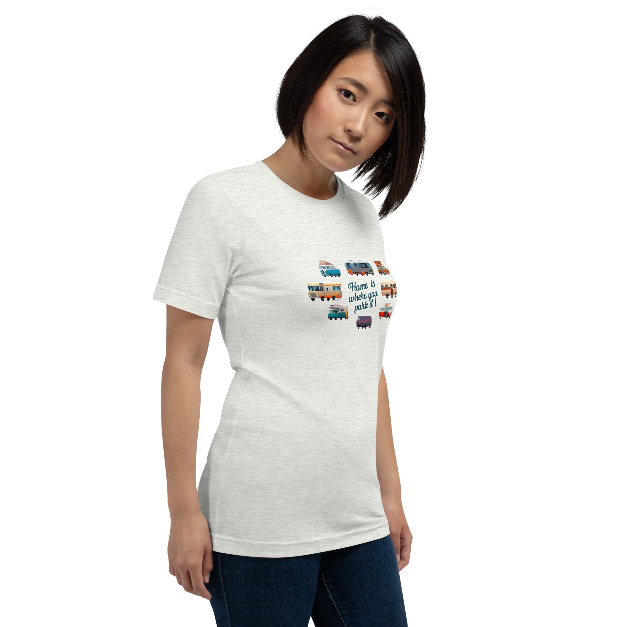 T-shirt en coton unisexe Square Vintage Campers sur couleurs chinées claires