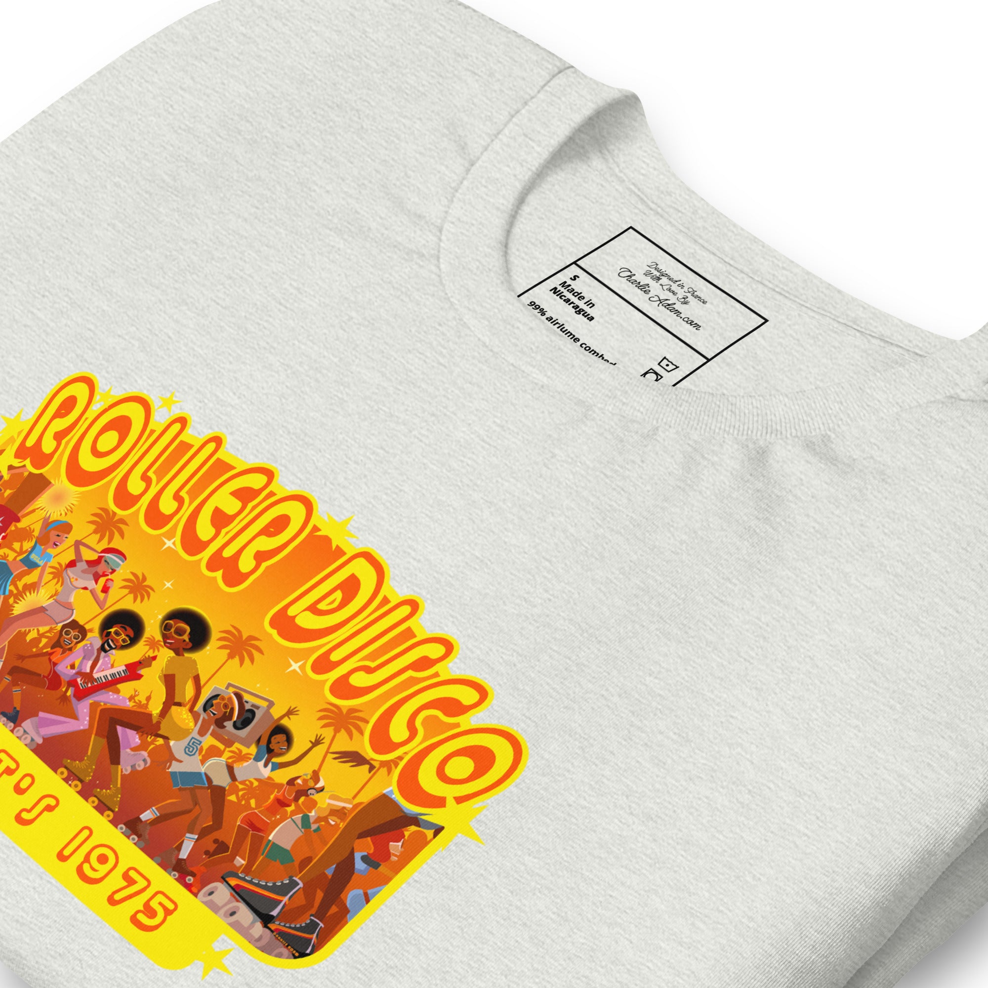 T-shirt en coton unisexe Roller Disco 1975 sur couleurs claires
