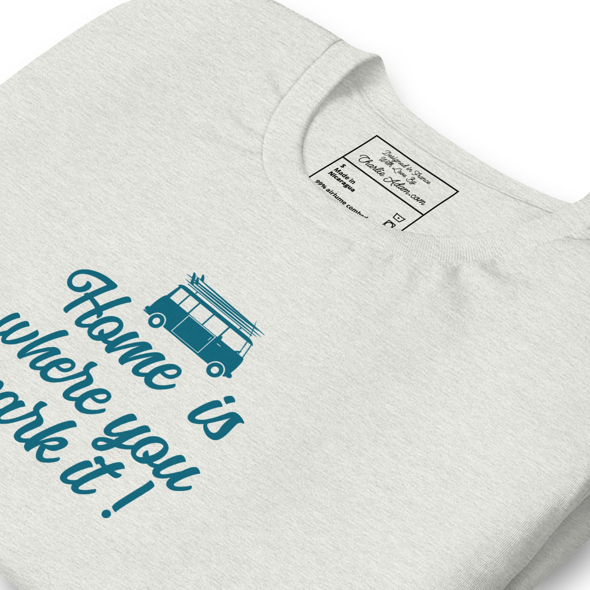 T-shirt en coton unisexe Blue Surf Combi sur couleurs chinées claires