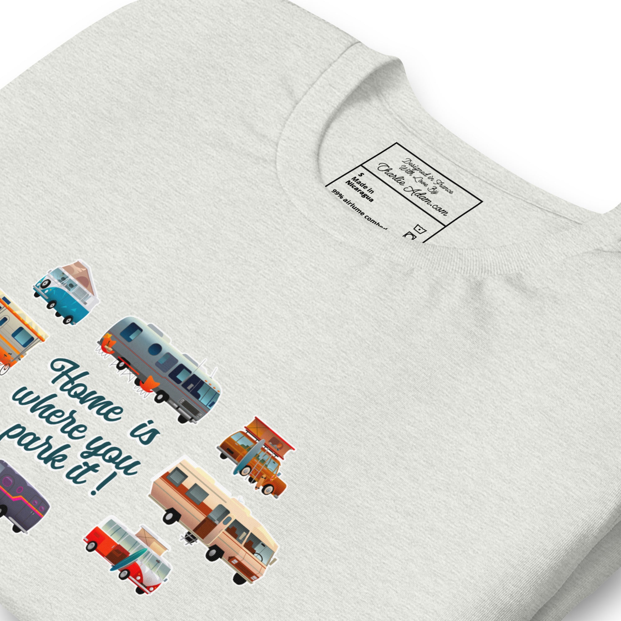 T-shirt en coton unisexe Square Vintage Campers sur couleurs chinées claires