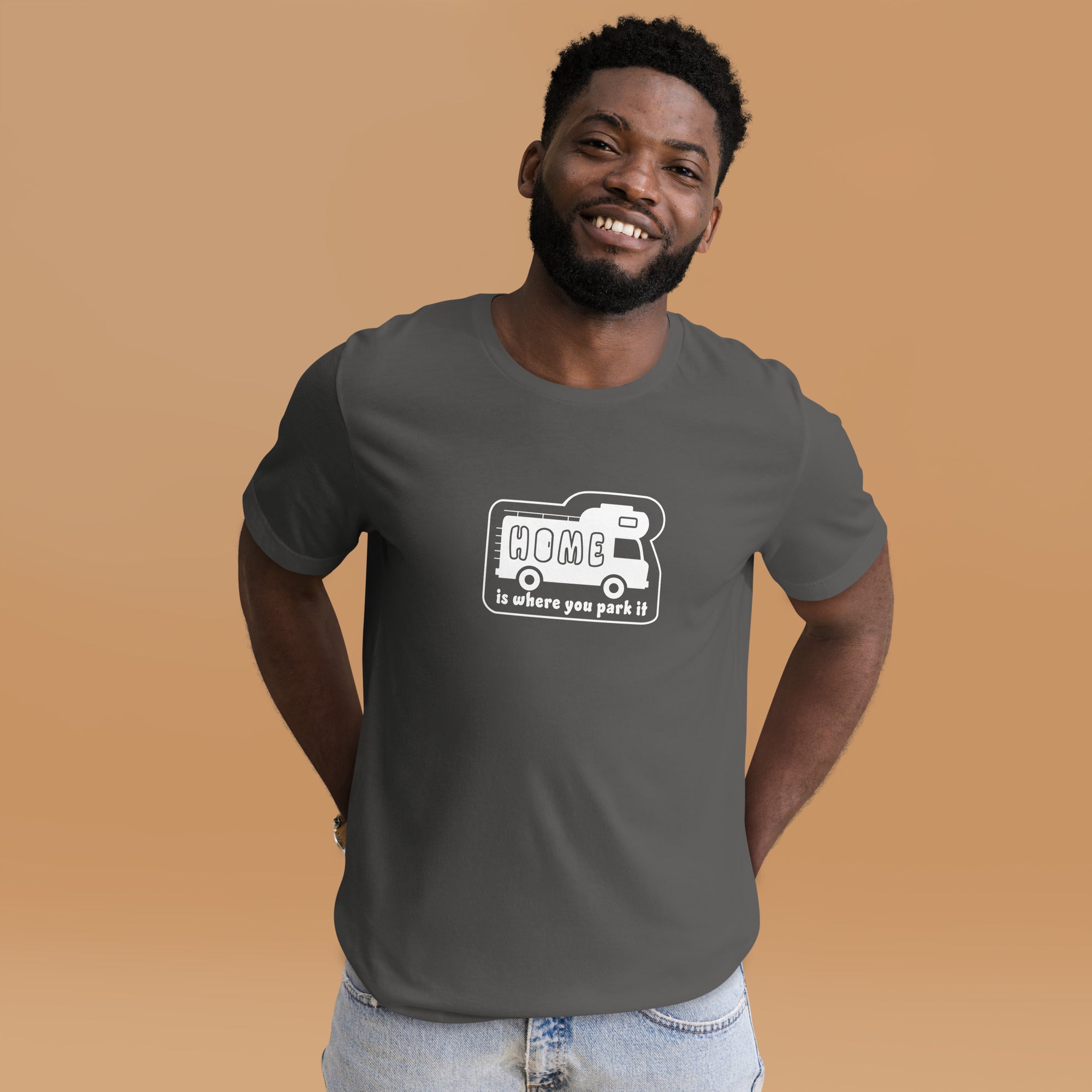 Unisex cotton t-shirt Bold Camper Van on dark colors