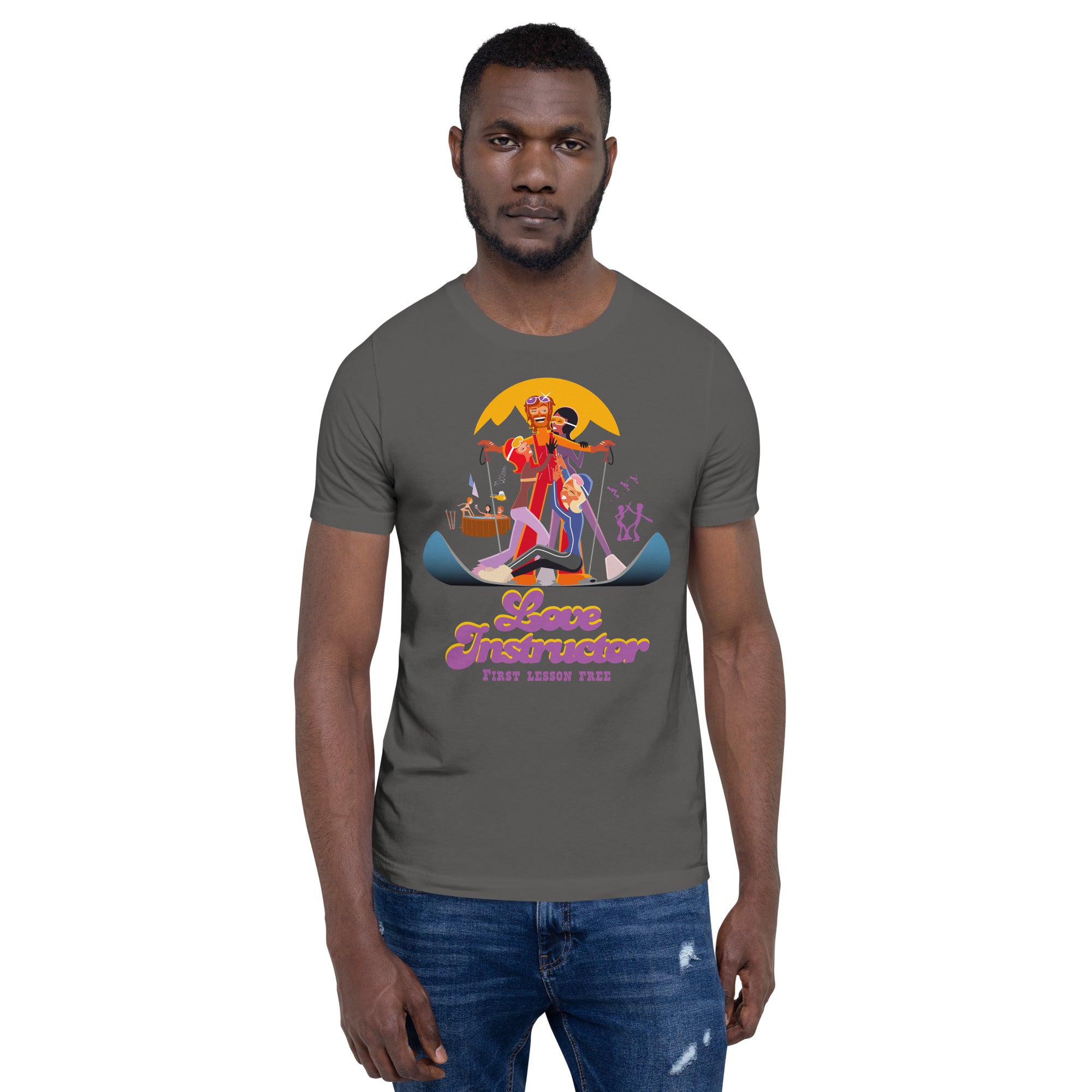 T-shirt en coton unisexe Love instructor First lesson free sur couleurs foncées