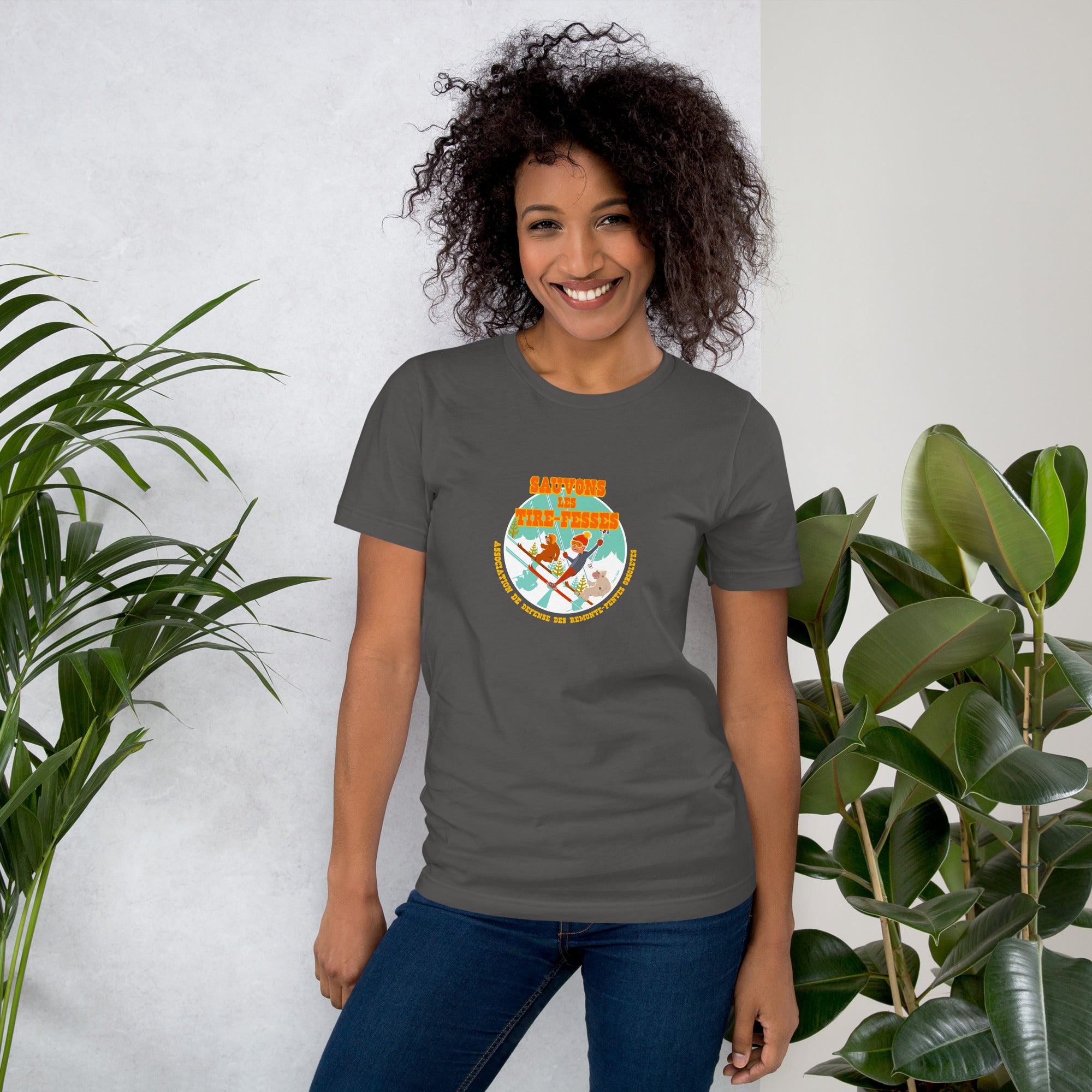 T-shirt en coton unisexe Sauvons les Tires-fesses sur couleurs foncées