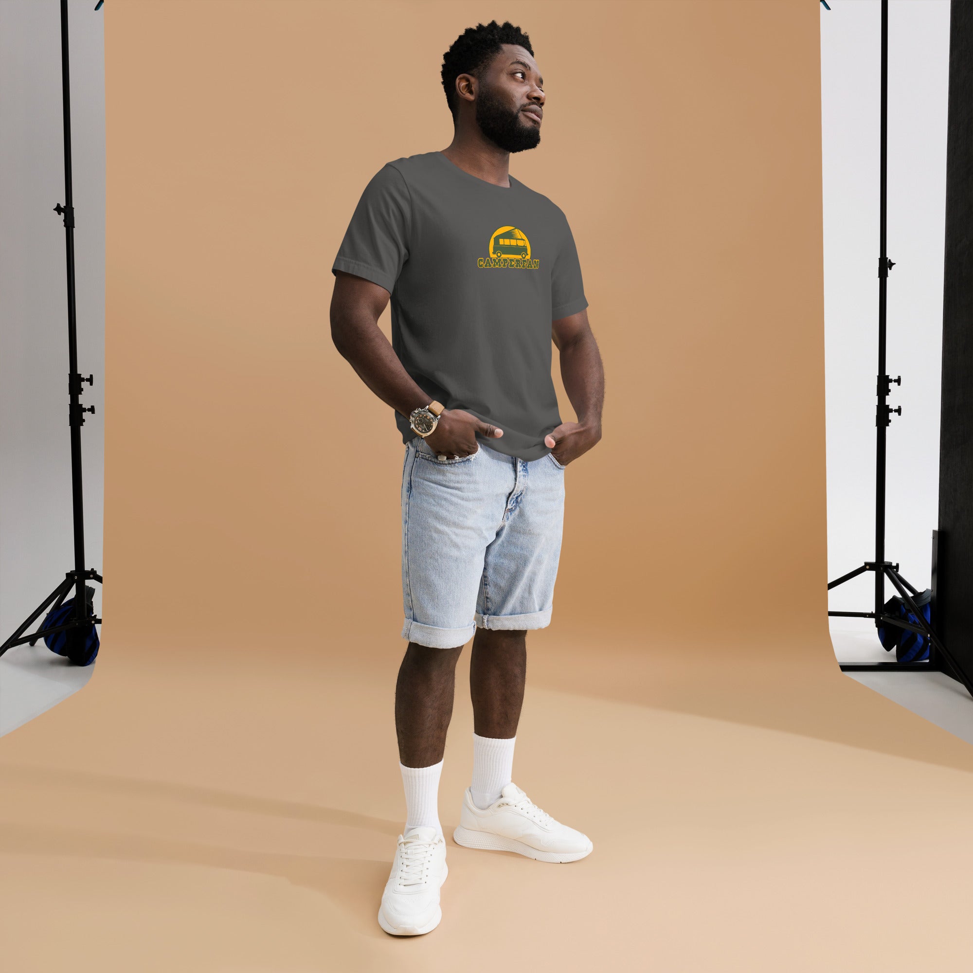 Unisex cotton t-shirt Camperfan on dark colors