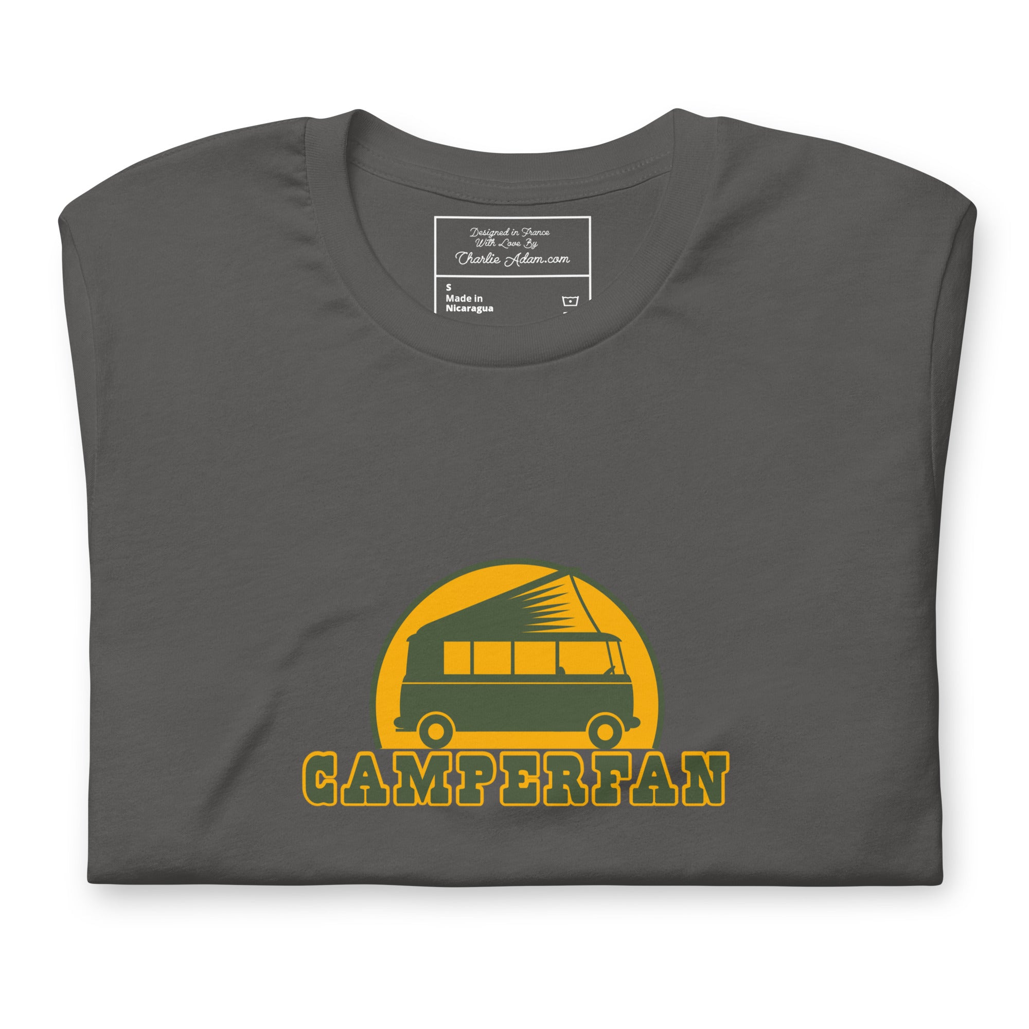 Unisex cotton t-shirt Camperfan on dark colors