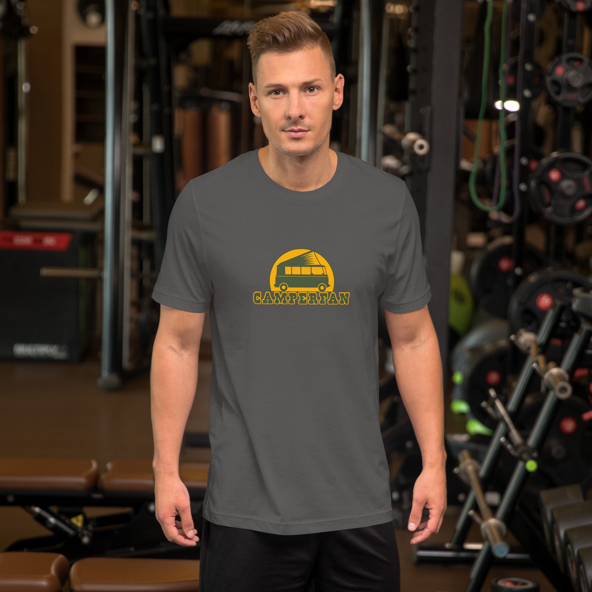 Unisex cotton t-shirt Camperfan on dark colors