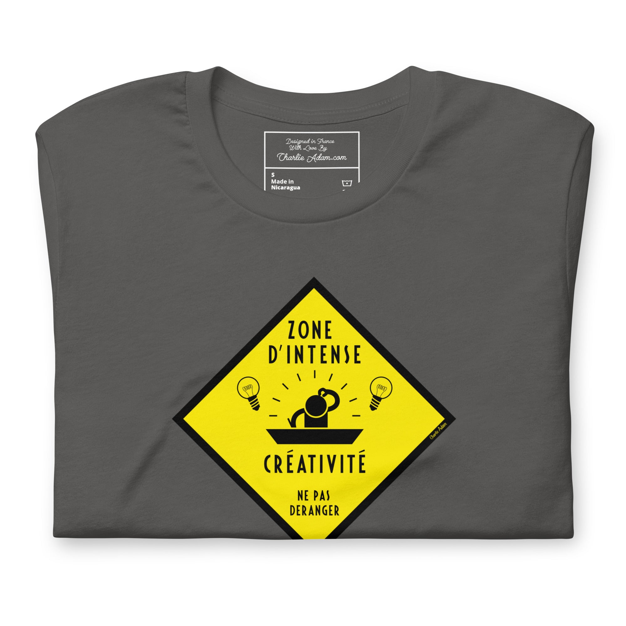 Unisex cotton t-shirt Zone d'intense créativité, Ne pas déranger on dark colors