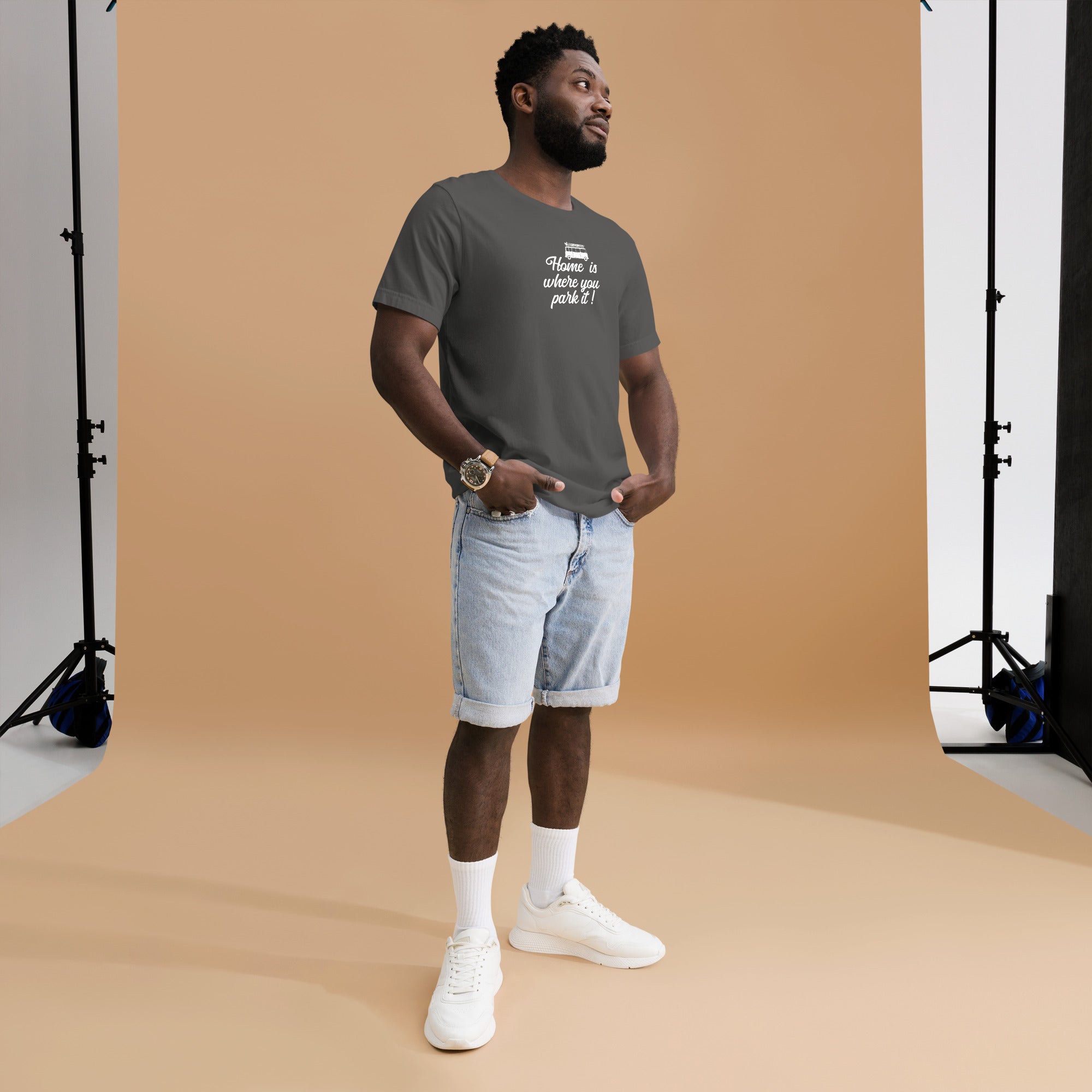 T-shirt en coton unisexe White Surf Combi sur couleurs foncées