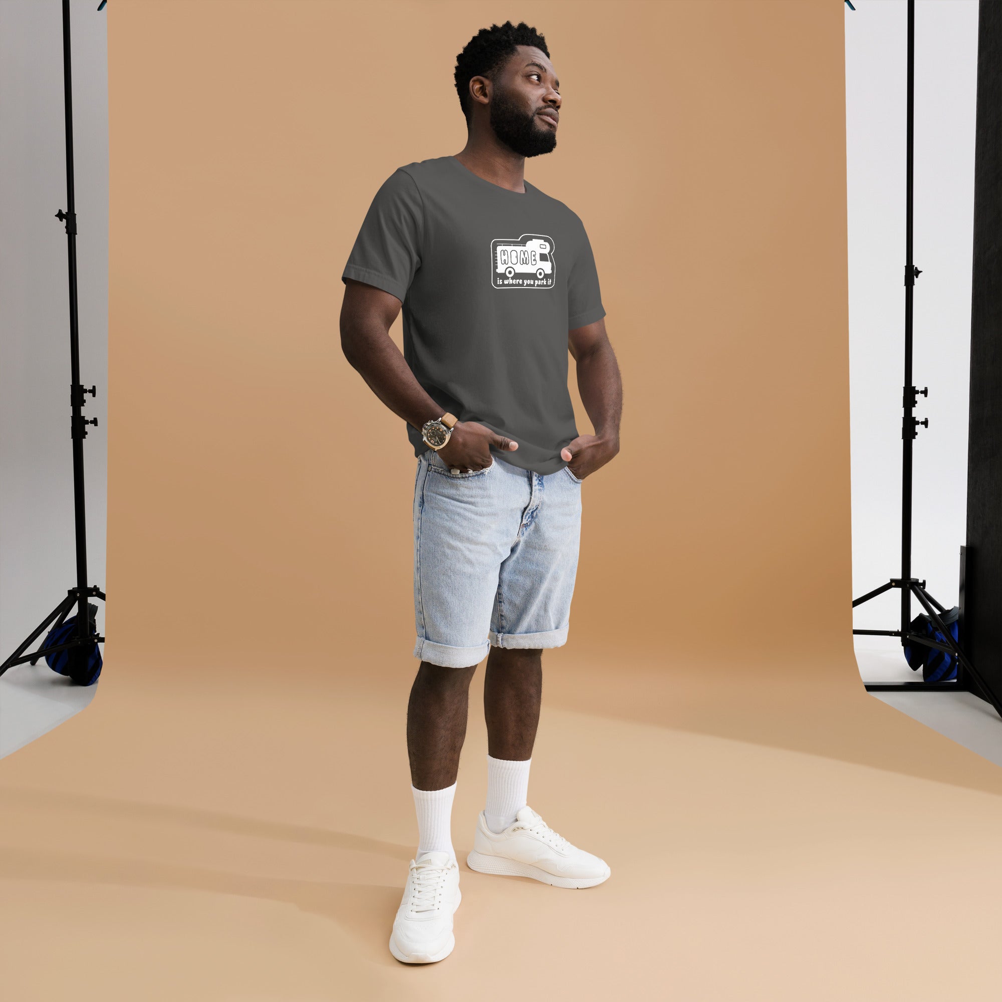 Unisex cotton t-shirt Bold Camper Van on dark colors