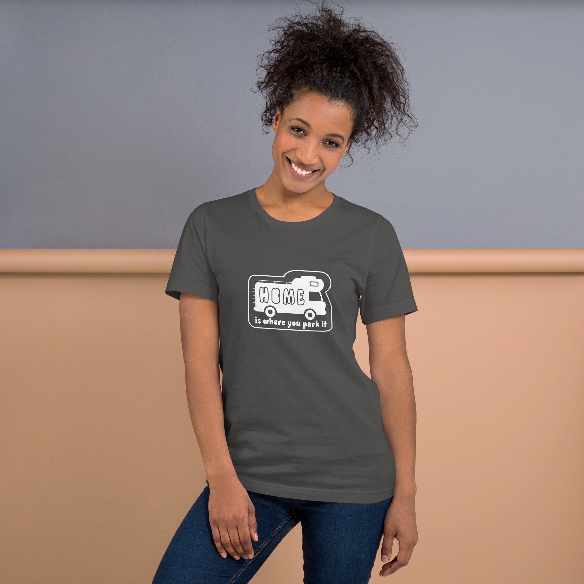 Unisex cotton t-shirt Bold Camper Van on dark colors