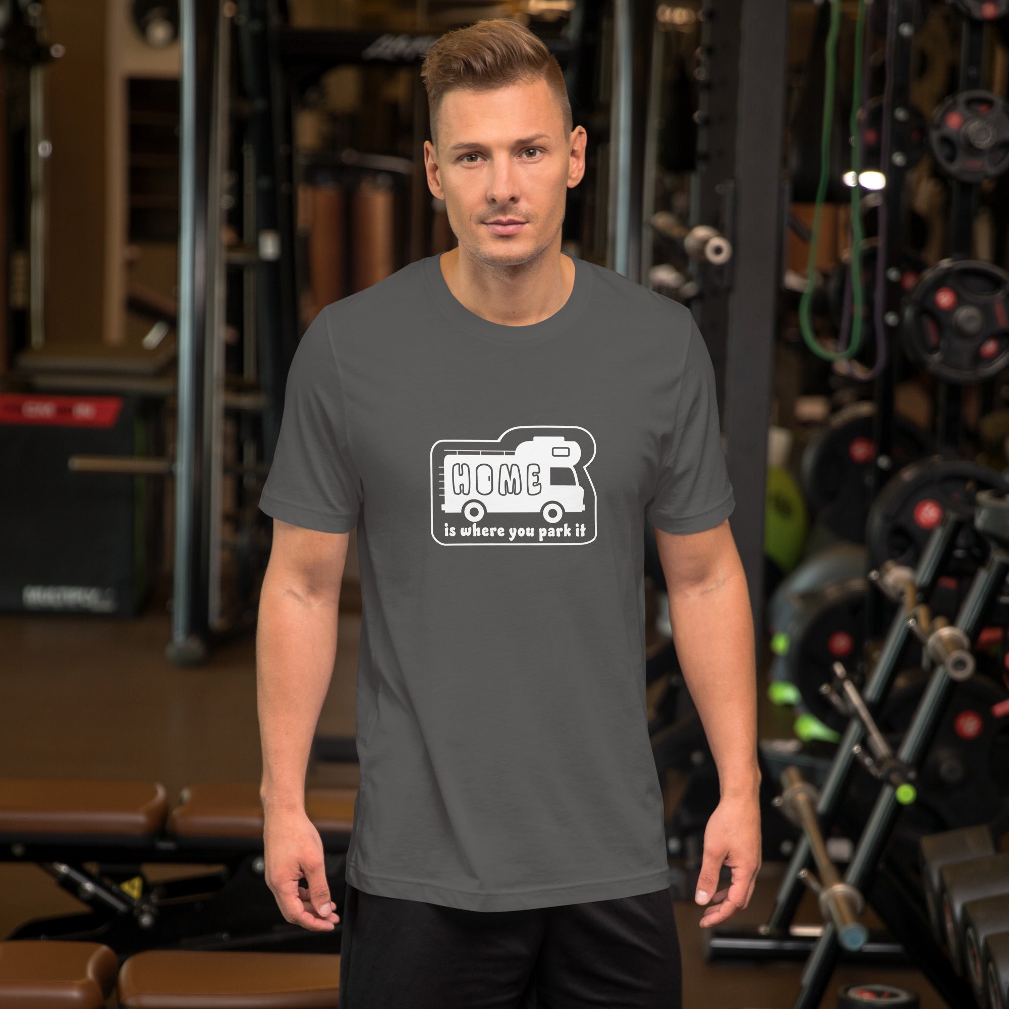 Unisex cotton t-shirt Bold Camper Van on dark colors