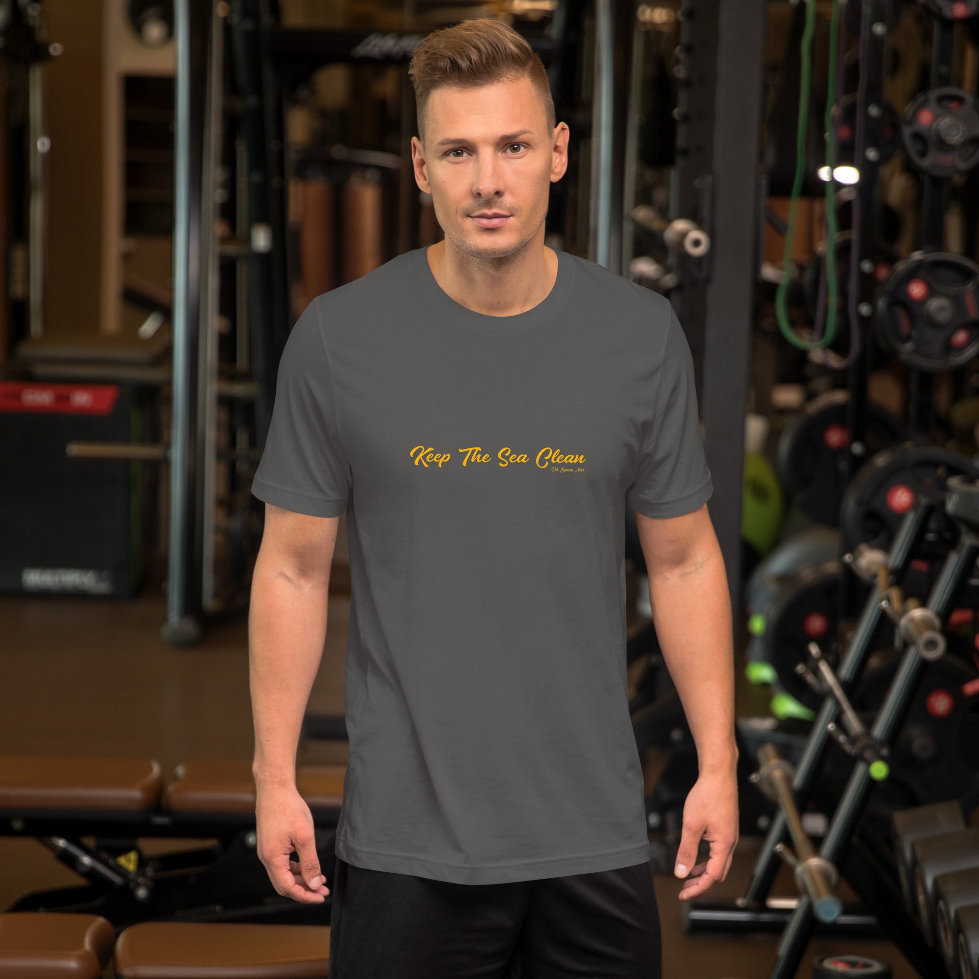 Unisex cotton t-shirt Keep The Sea Clean Gold on dark colors
