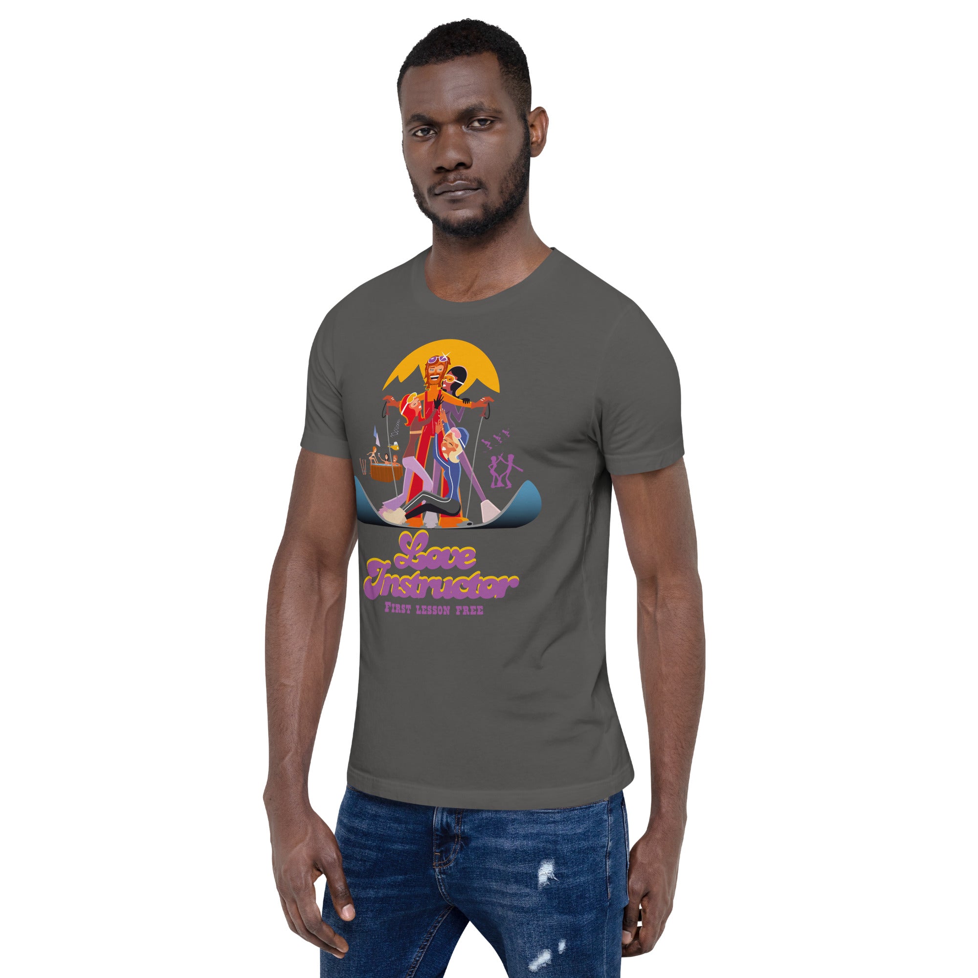 T-shirt en coton unisexe Love instructor First lesson free sur couleurs foncées