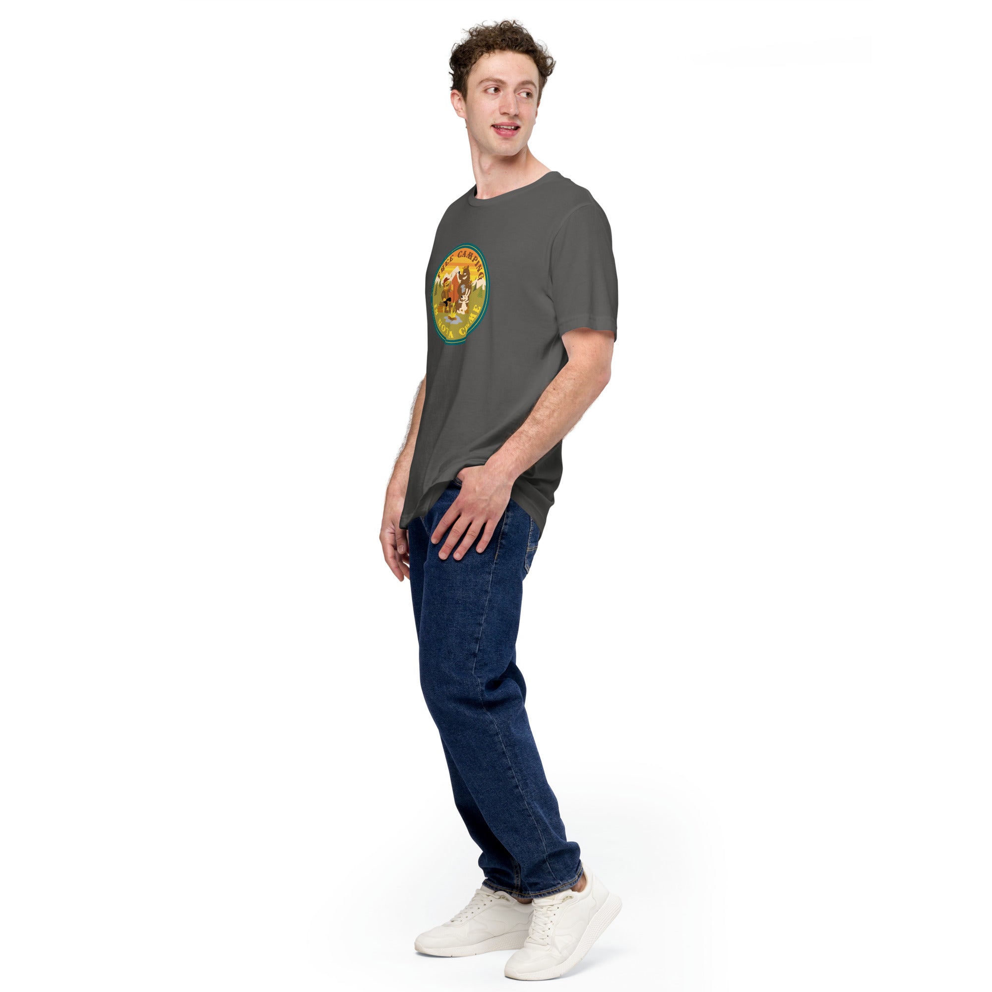 Unisex cotton t-shirt Free Camping is not a Crime on dark colors