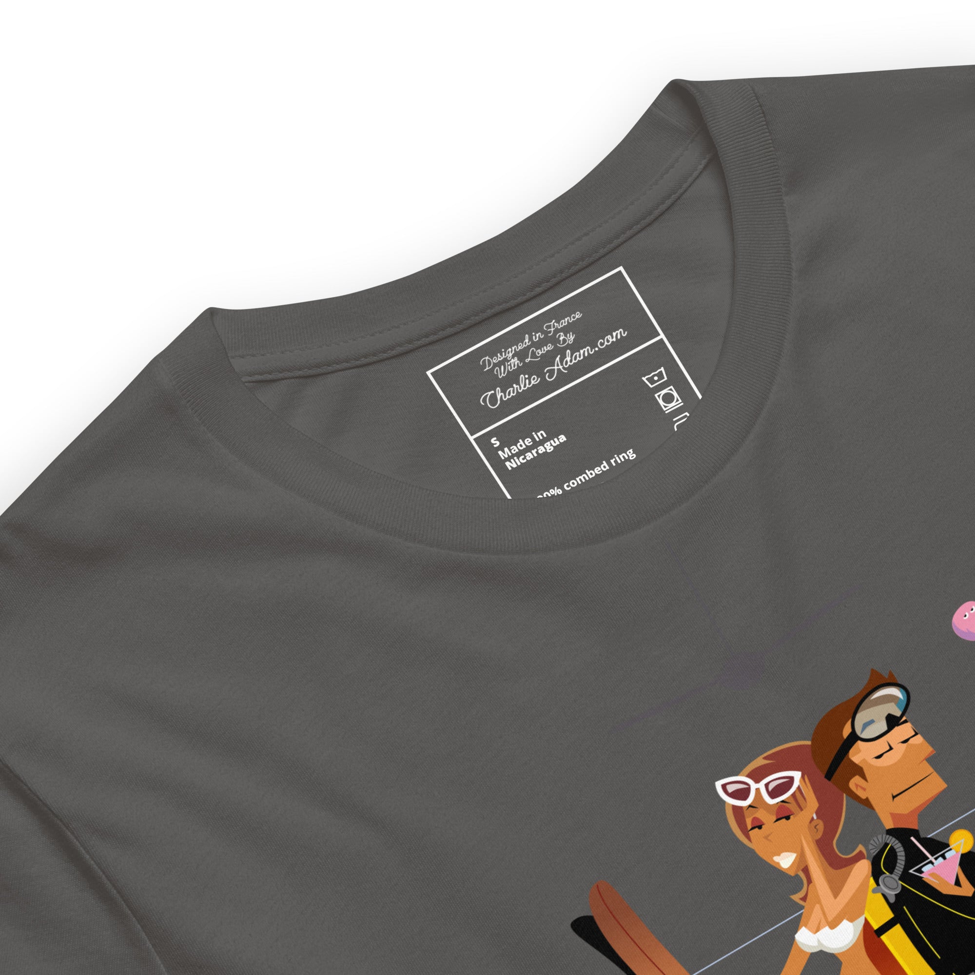 Unisex cotton t-shirt License to Chill Vamos a la Playa on dark colors