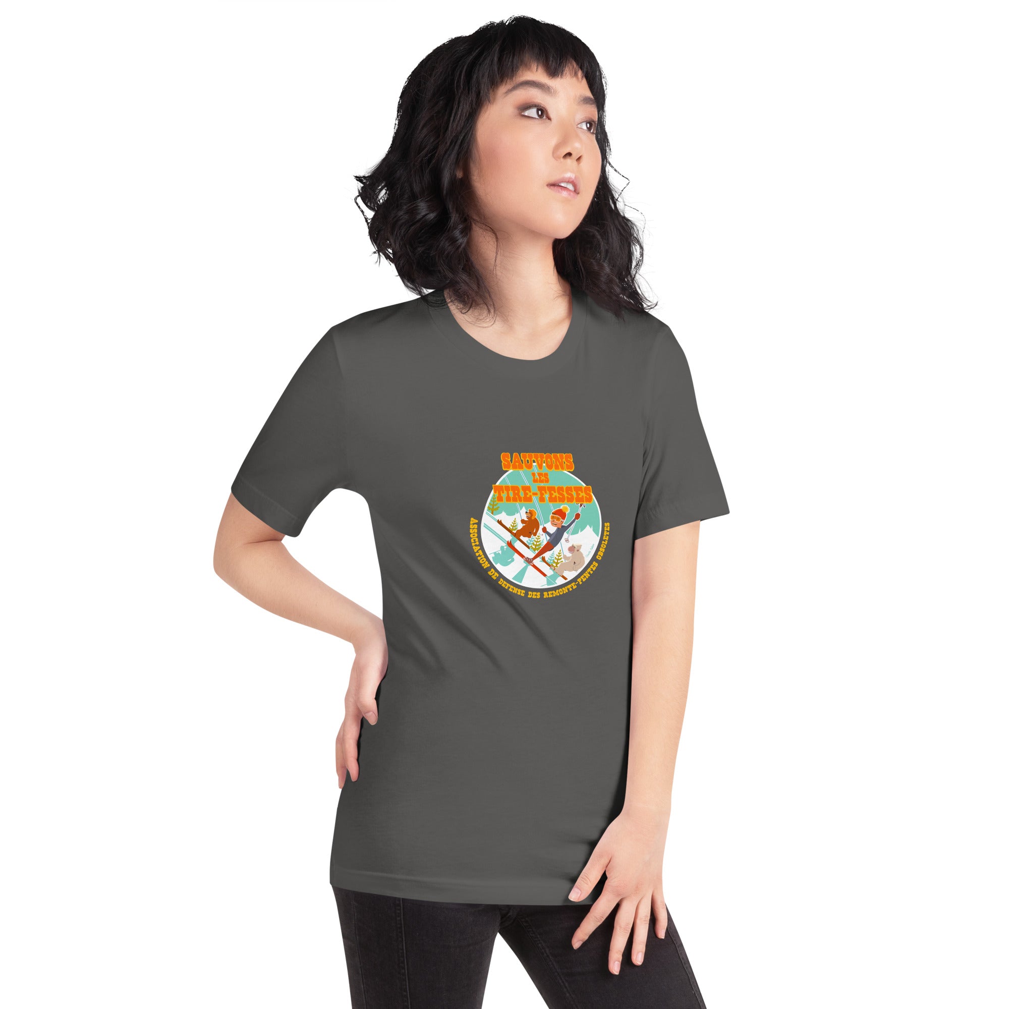 T-shirt en coton unisexe Sauvons les Tires-fesses sur couleurs foncées