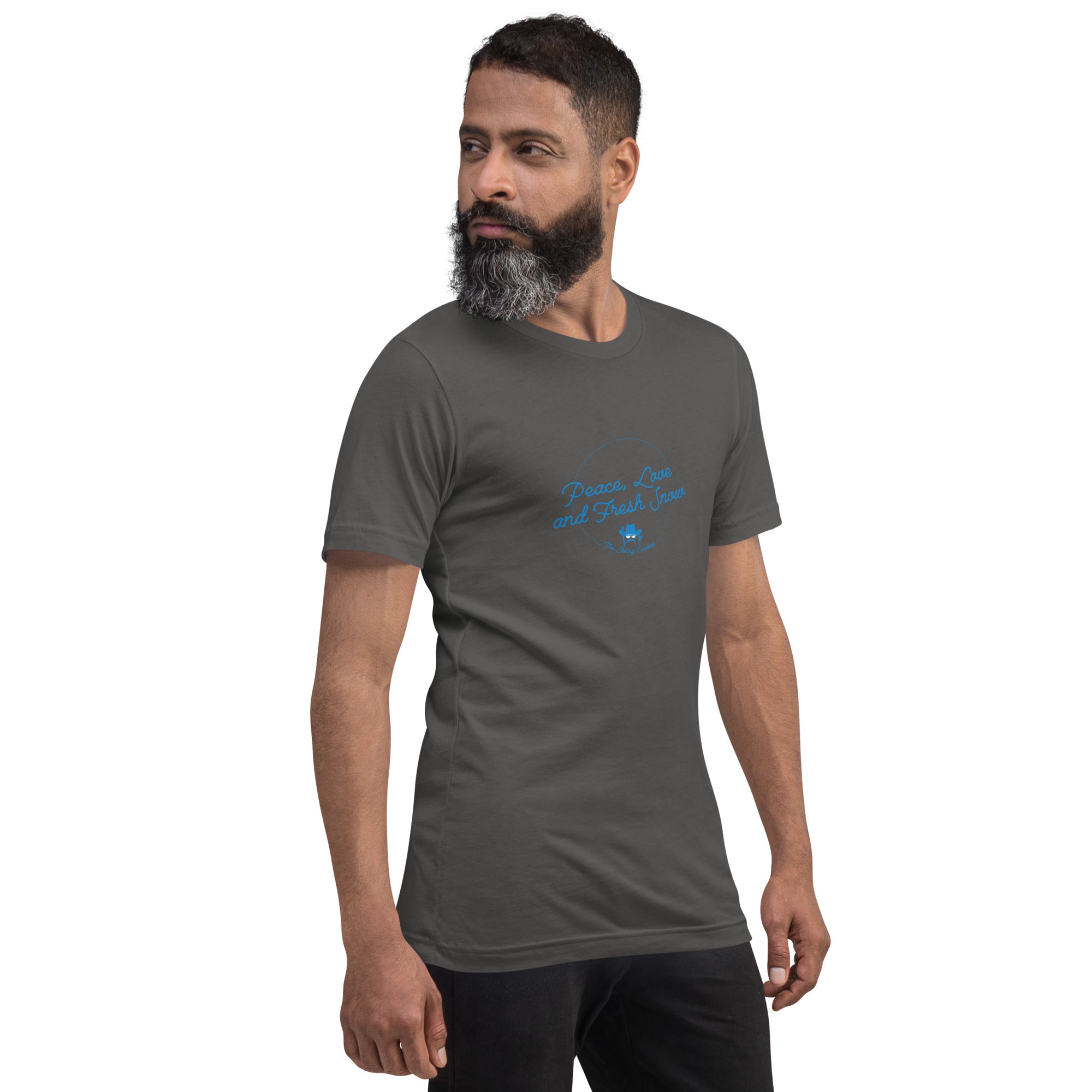 T-shirt en coton unisexe Peace, Love and Fresh Snow sur couleurs foncées