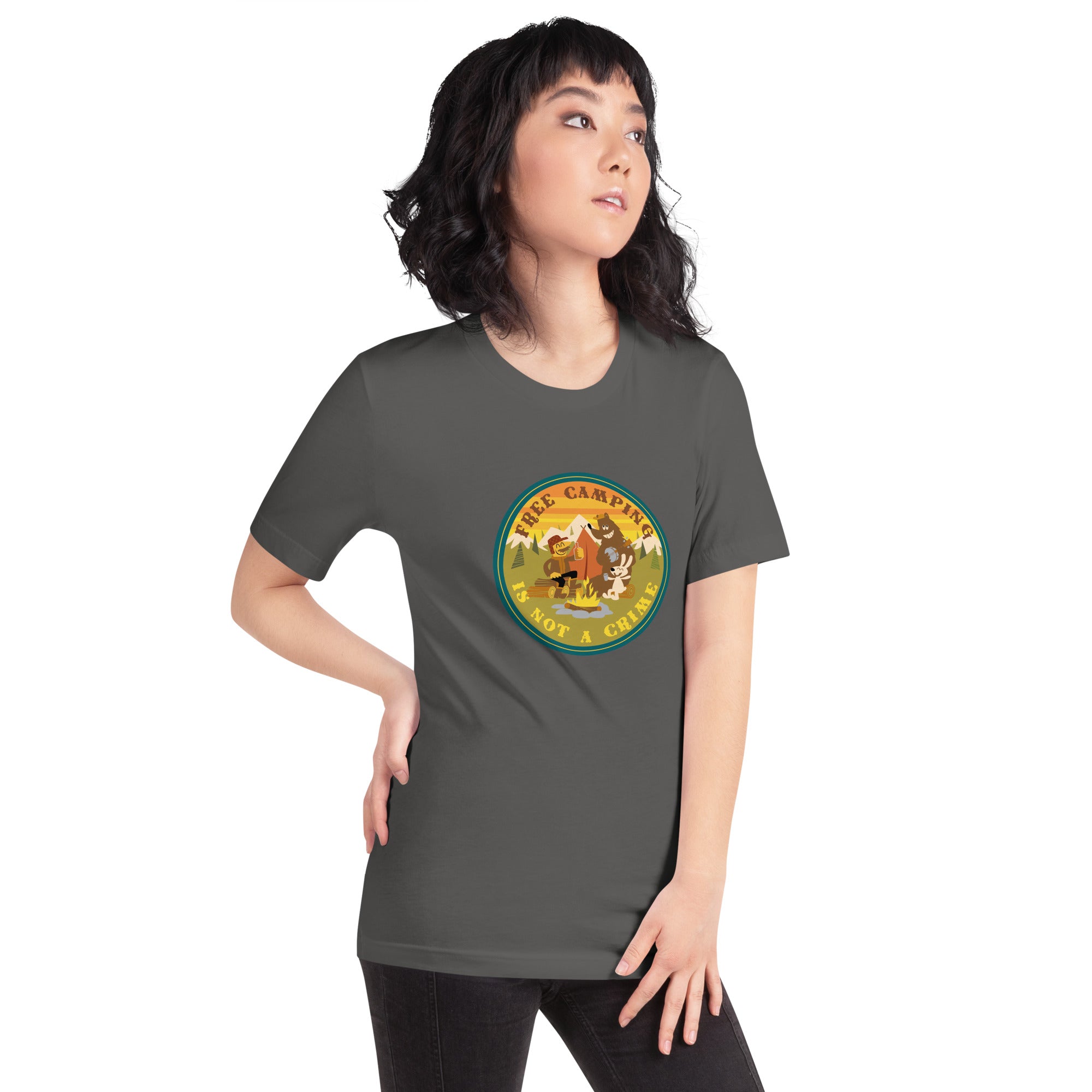 Unisex cotton t-shirt Free Camping is not a Crime on dark colors