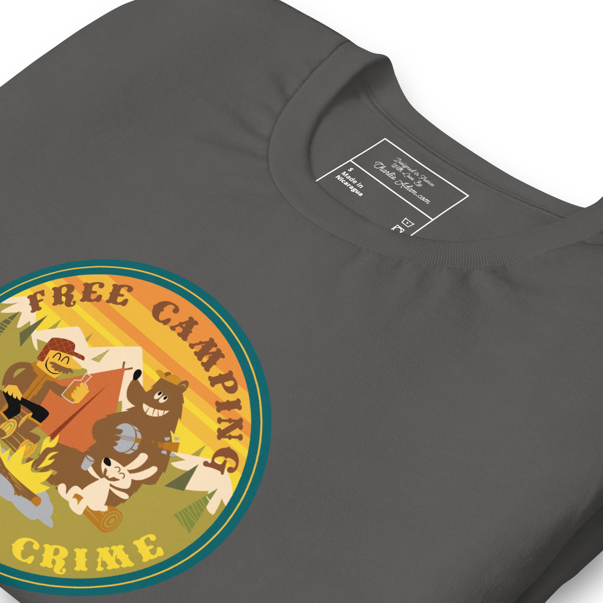 Unisex cotton t-shirt Free Camping is not a Crime on dark colors