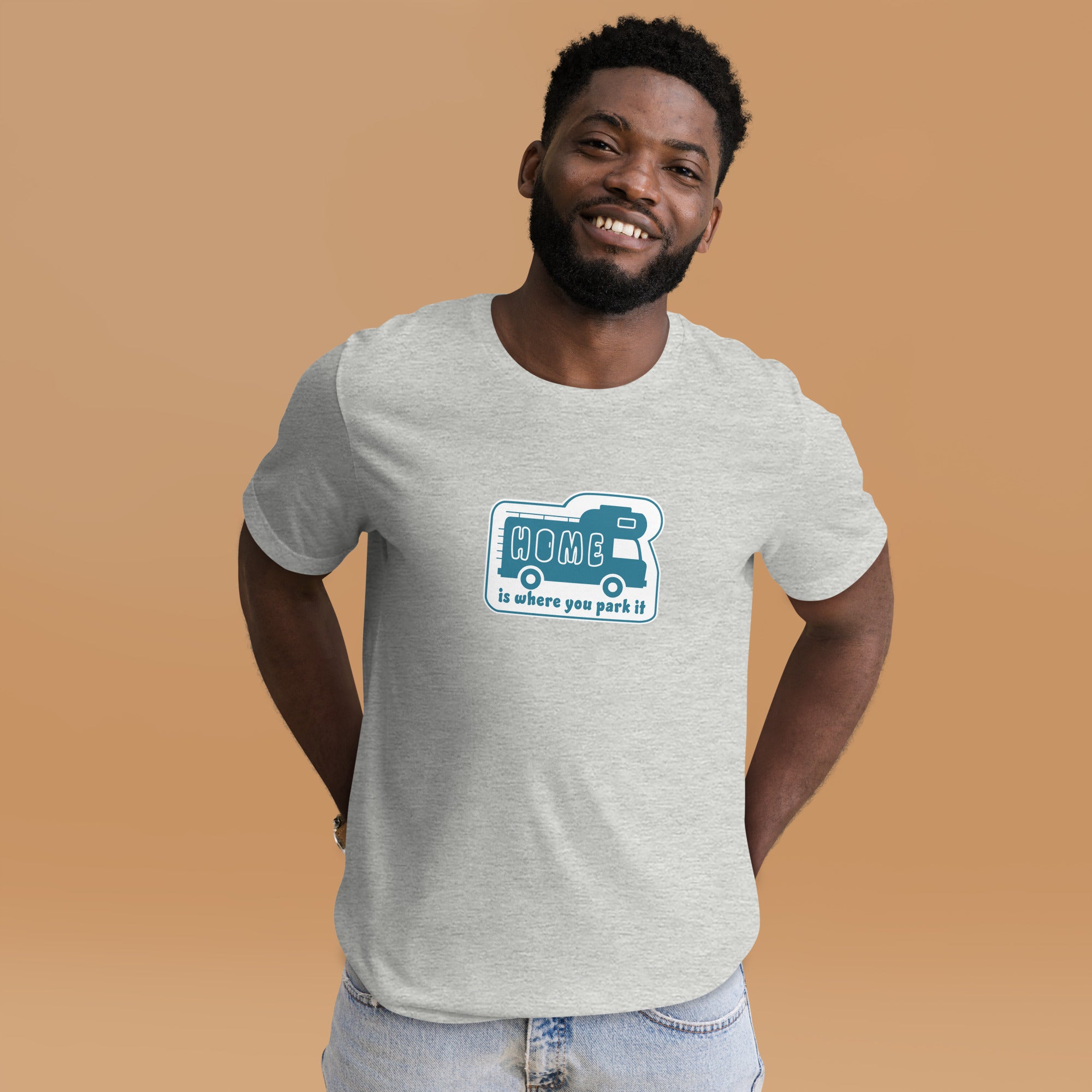 Unisex cotton t-shirt Bold Camper Van on light heather colors