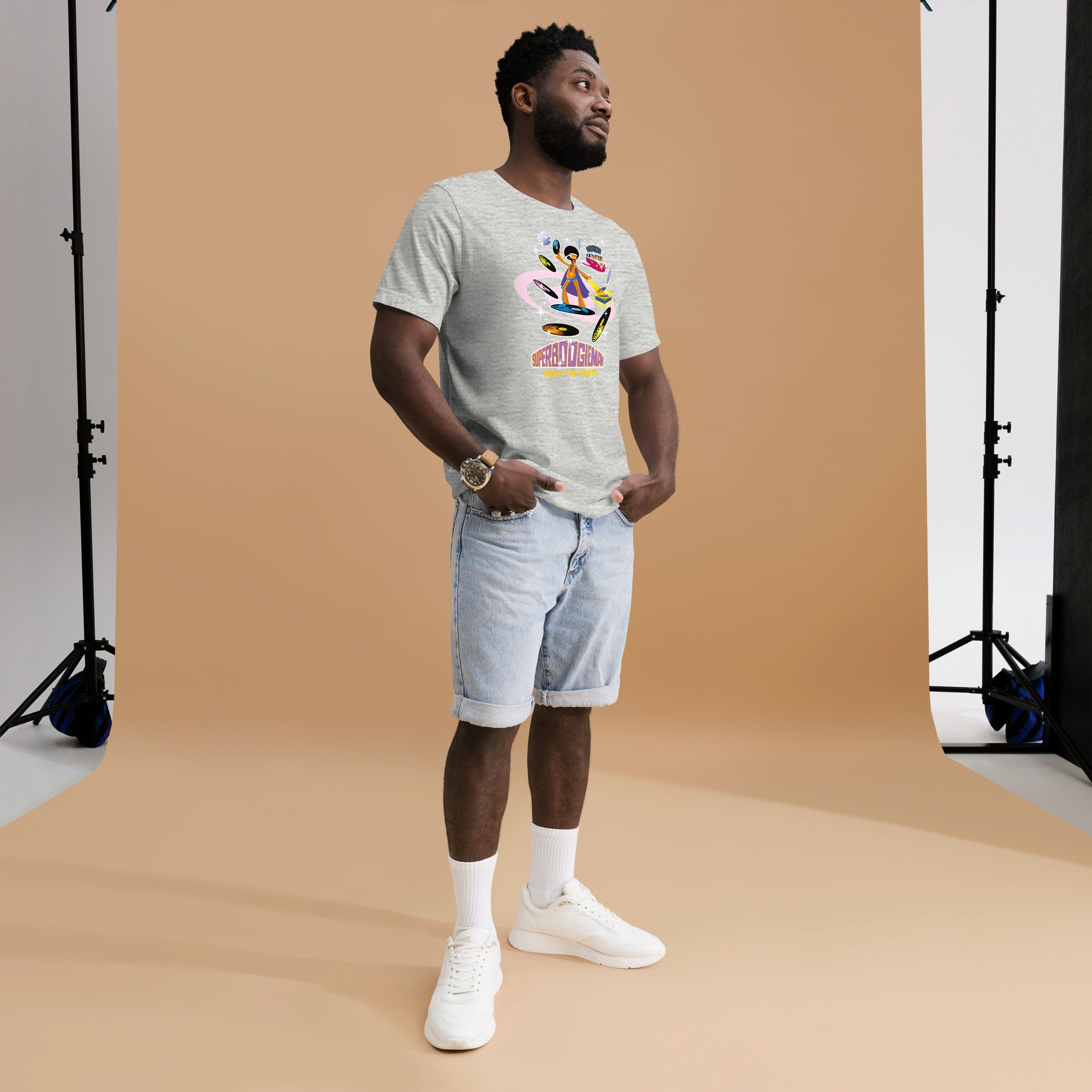 Unisex t-shirt Superboogieman saves the Party on light heather colors