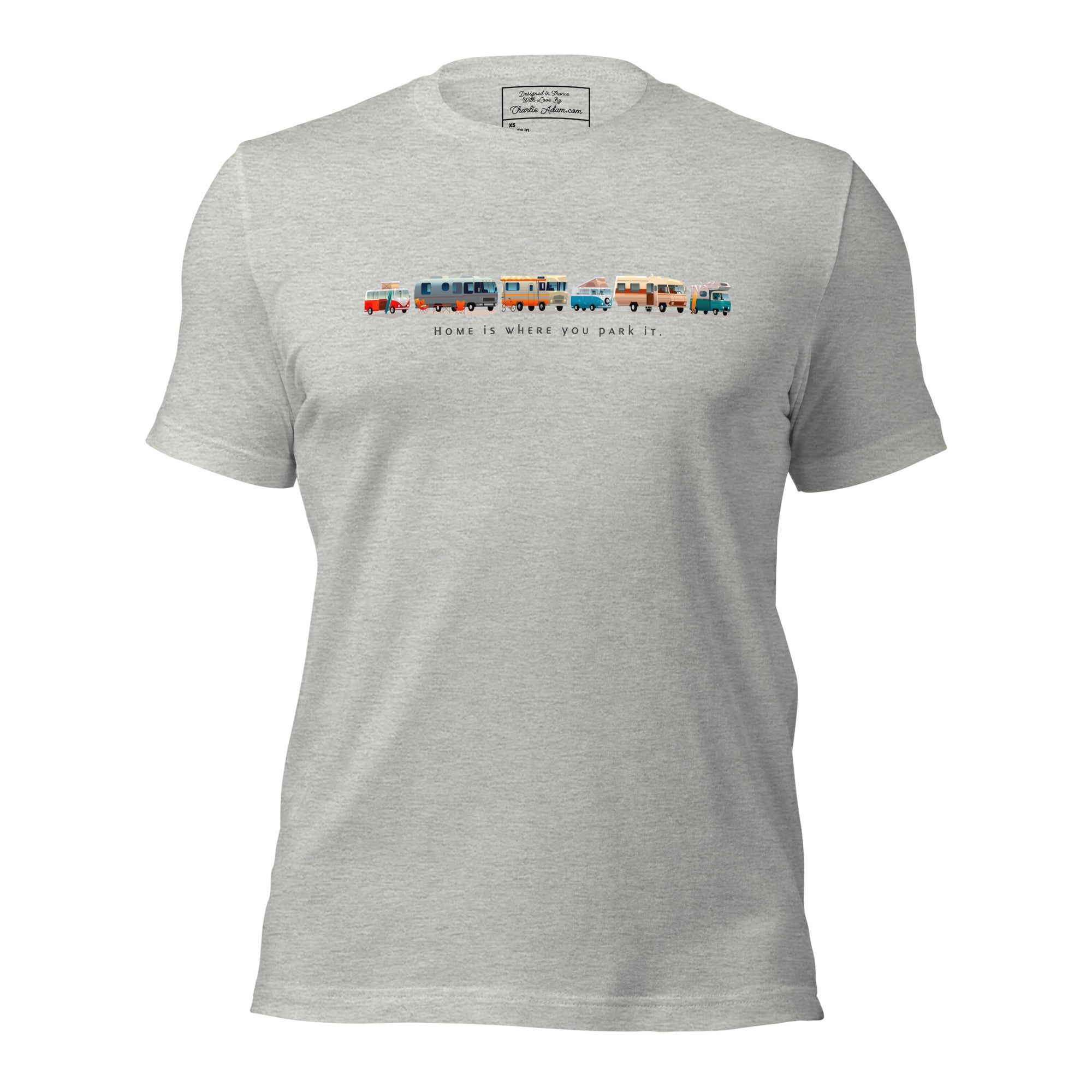 T-shirt en coton unisexe Vintage Campers sur couleurs chinées claires