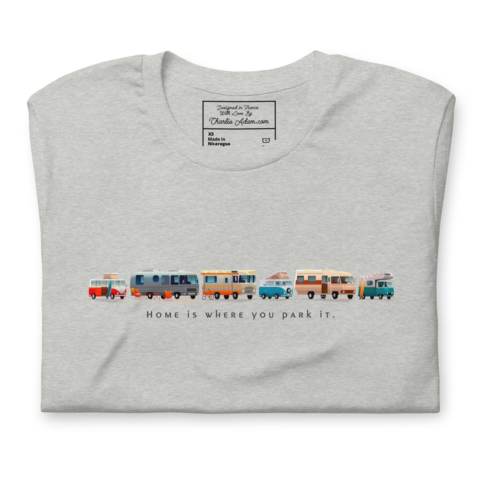 T-shirt en coton unisexe Vintage Campers sur couleurs chinées claires