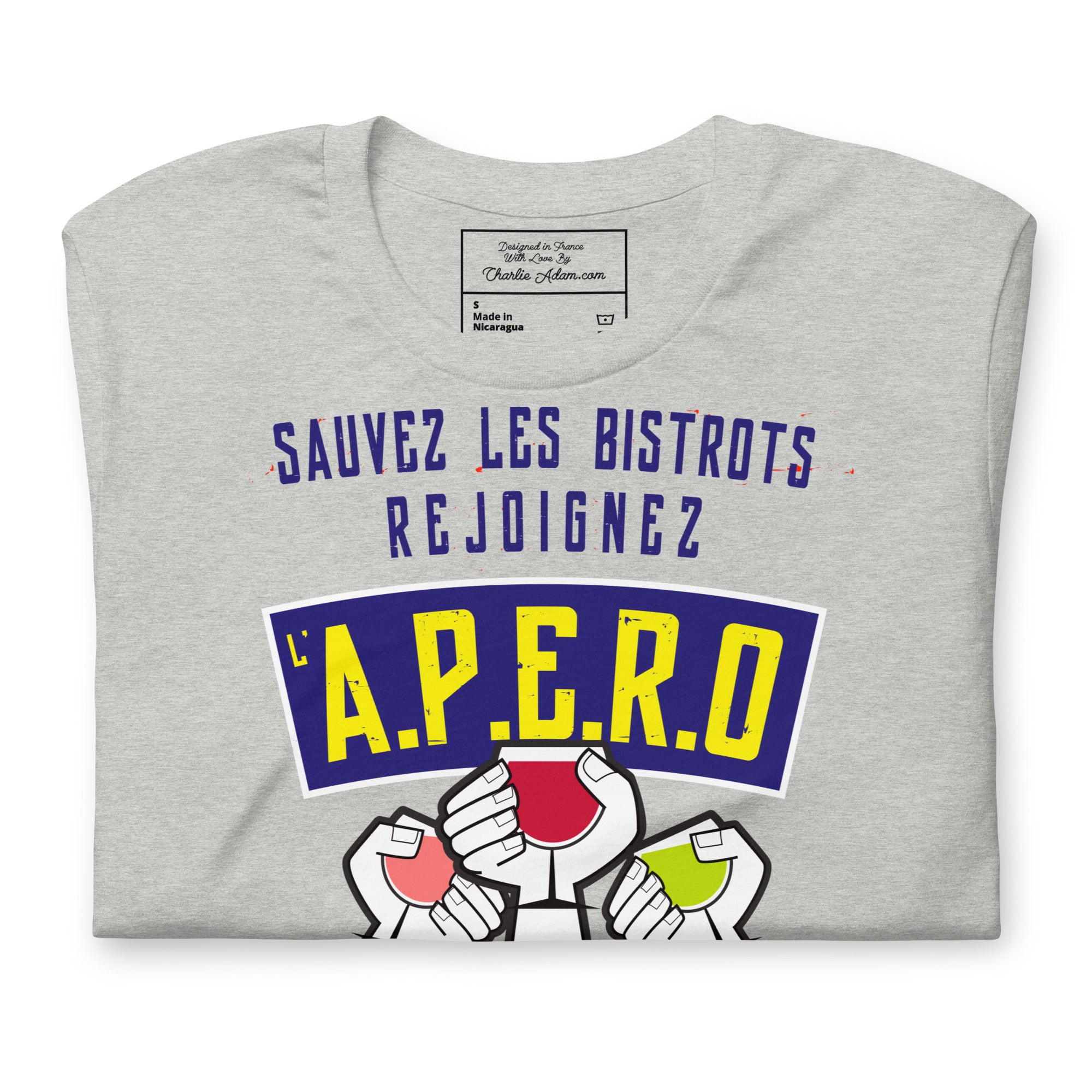 Unisex cotton t-shirt Sauvez les Bistrots, rejoignez l'Apéro on light heather colors