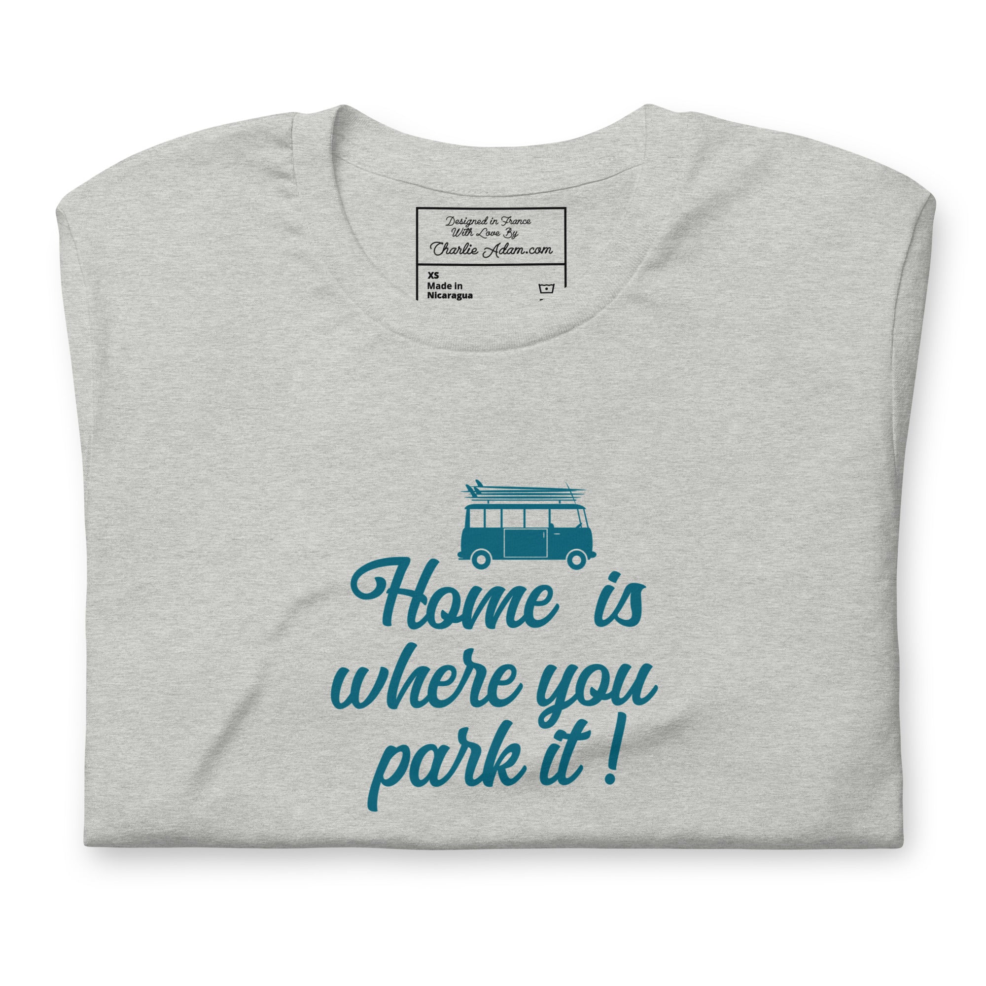 T-shirt en coton unisexe Blue Surf Combi sur couleurs chinées claires