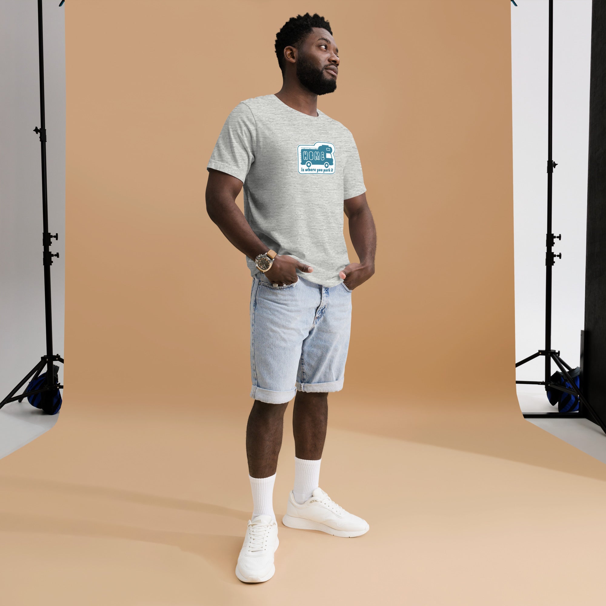 Unisex cotton t-shirt Bold Camper Van on light heather colors