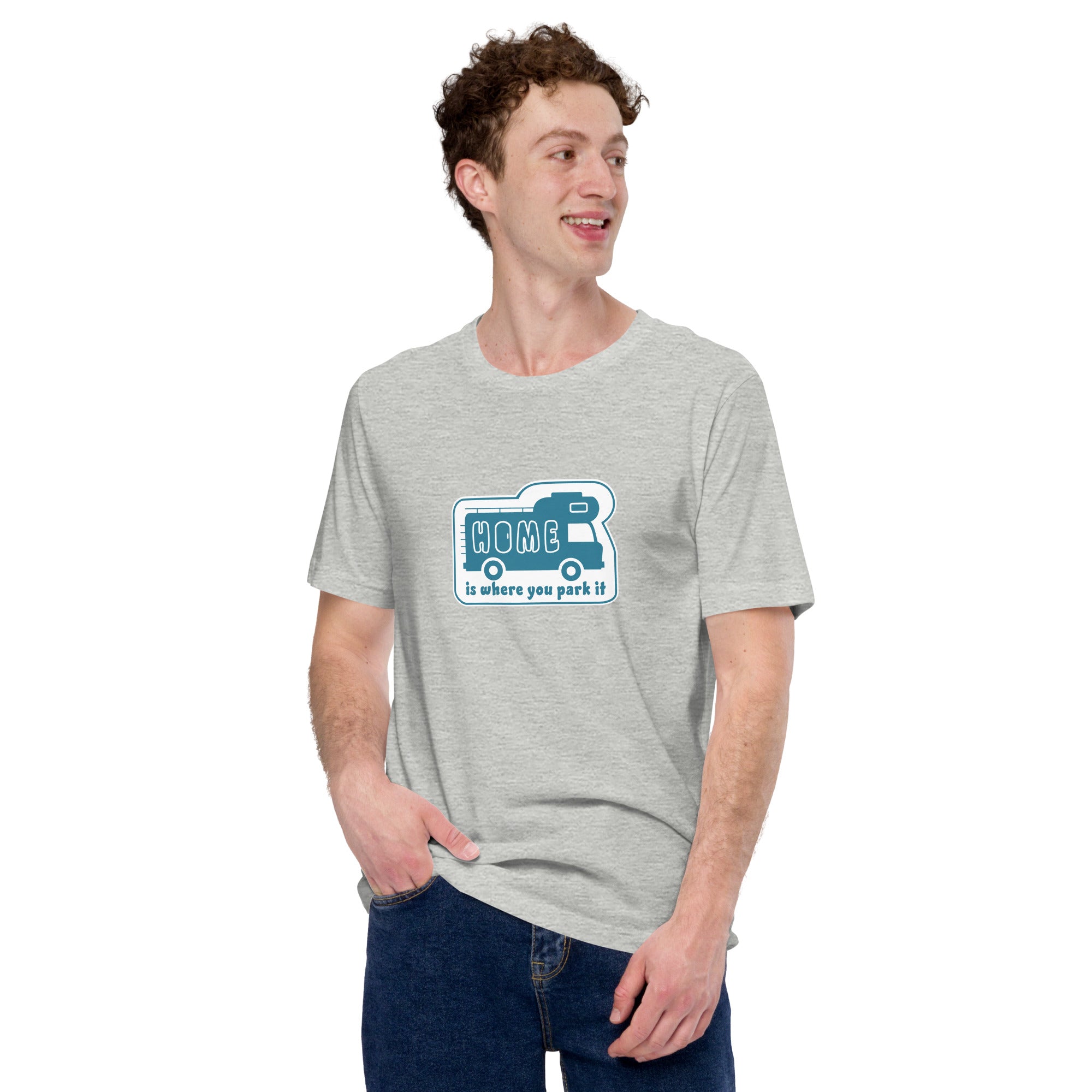 Unisex cotton t-shirt Bold Camper Van on light heather colors