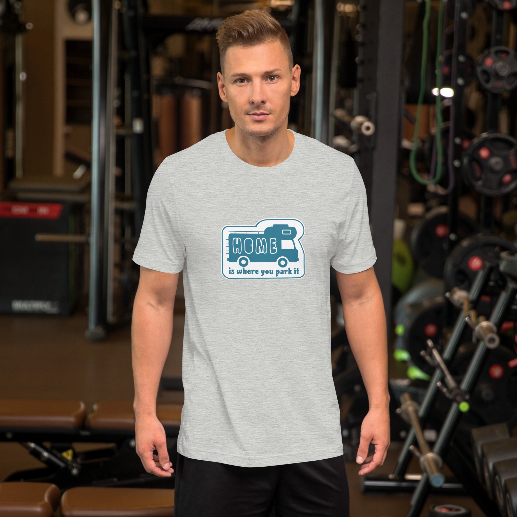 Unisex cotton t-shirt Bold Camper Van on light heather colors
