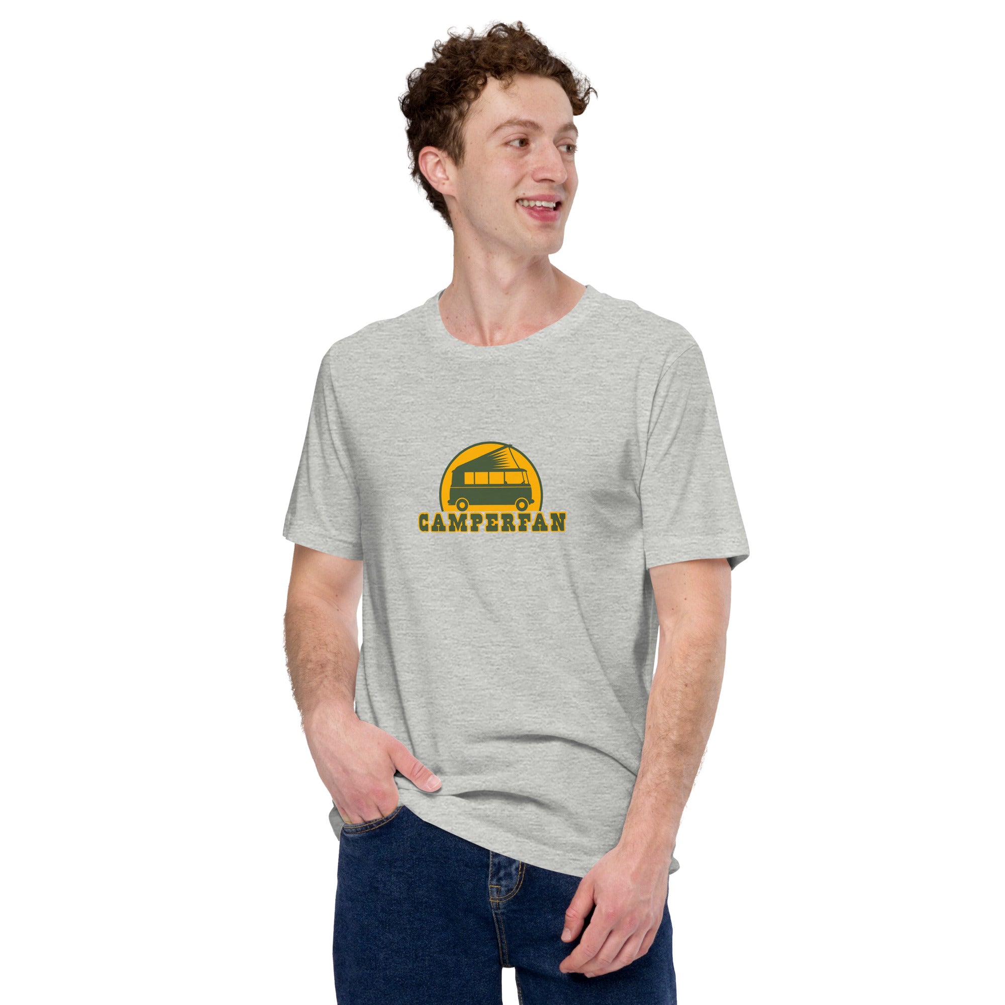 Unisex t-shirt Camperfan on light heather colors