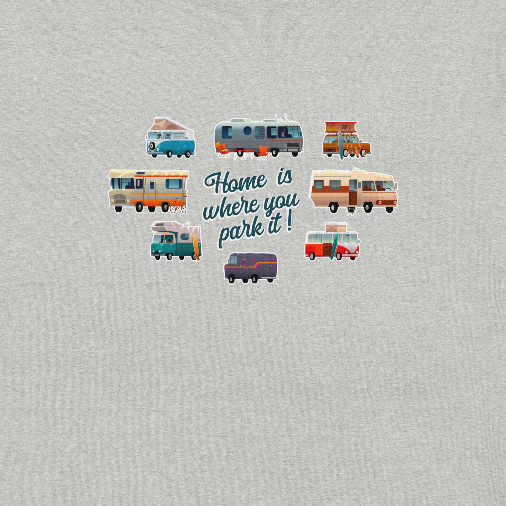 T-shirt en coton unisexe Square Vintage Campers sur couleurs chinées claires