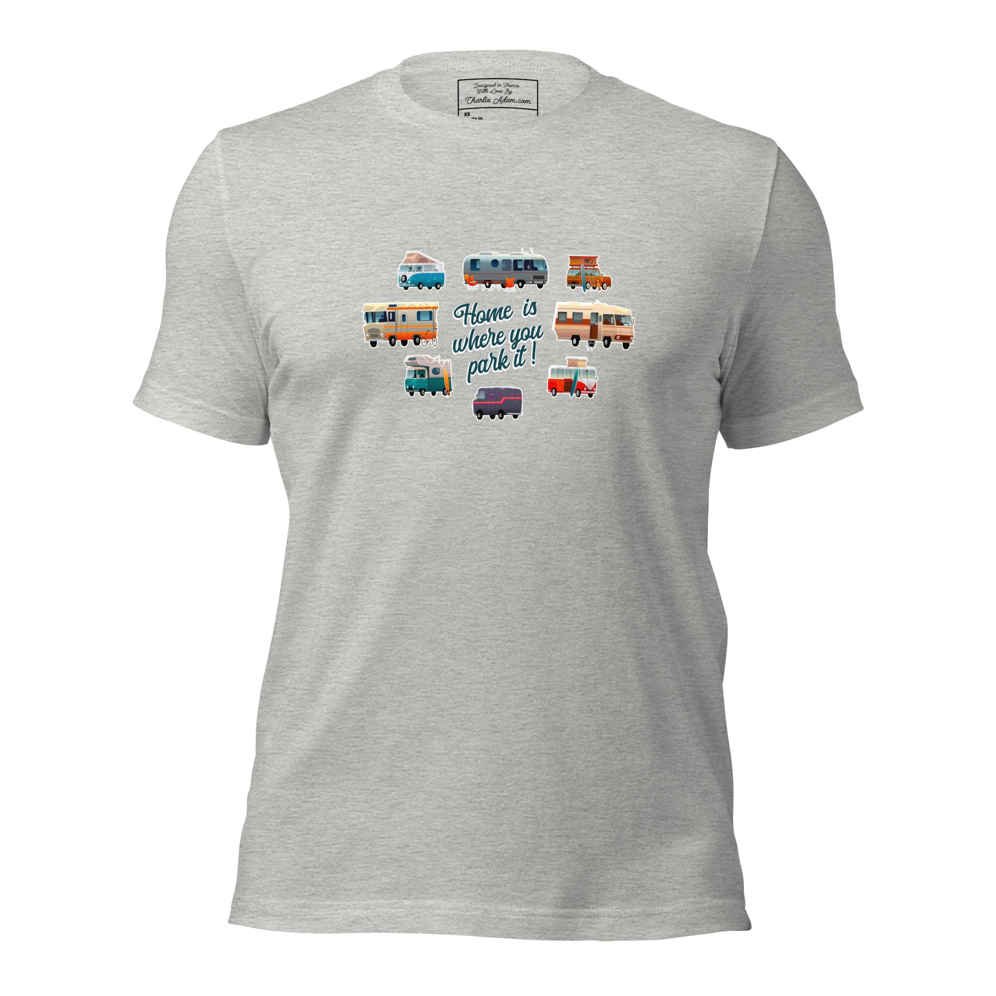 T-shirt en coton unisexe Square Vintage Campers sur couleurs chinées claires