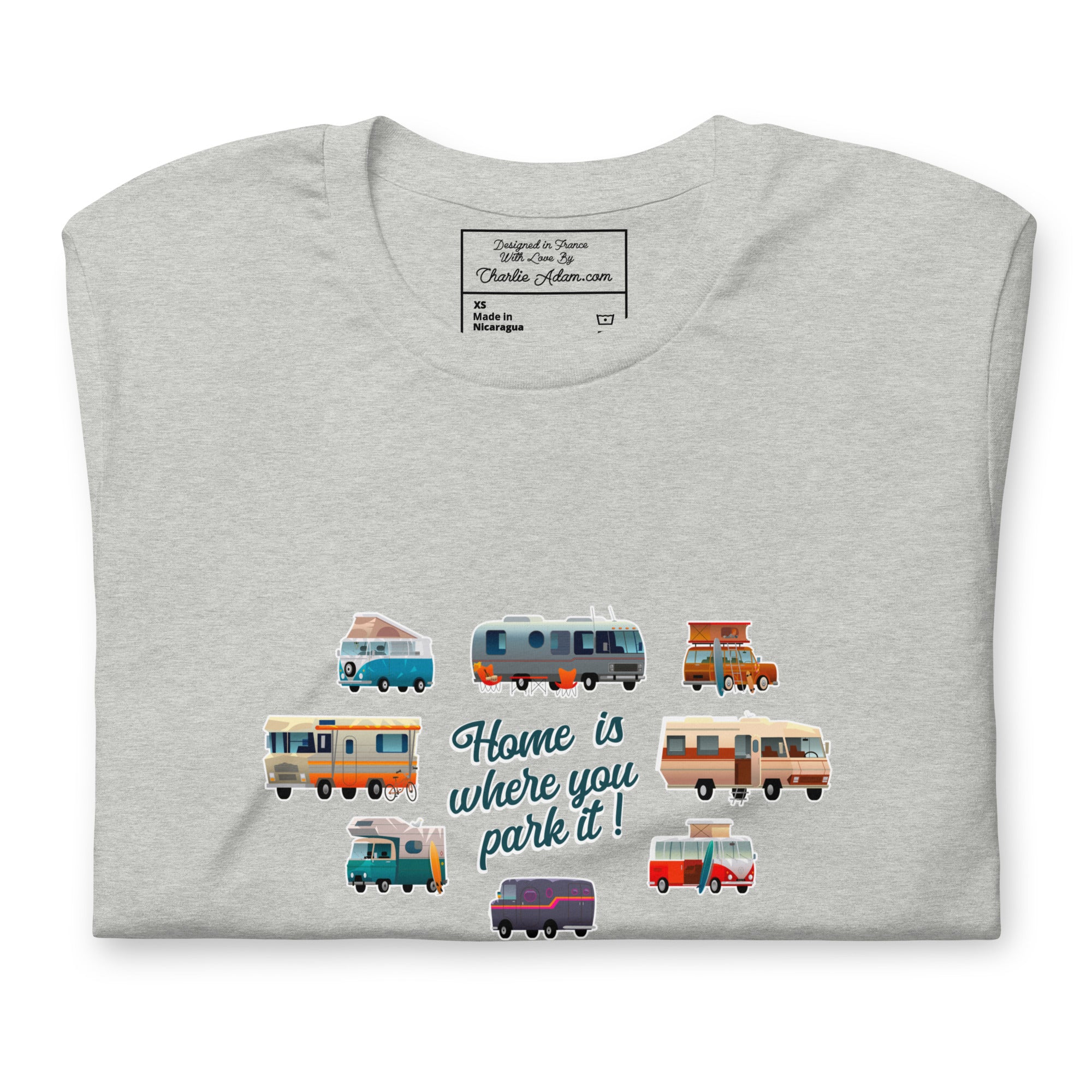 T-shirt en coton unisexe Square Vintage Campers sur couleurs chinées claires