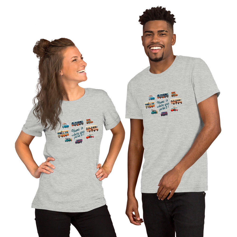T-shirt en coton unisexe Square Vintage Campers sur couleurs chinées claires