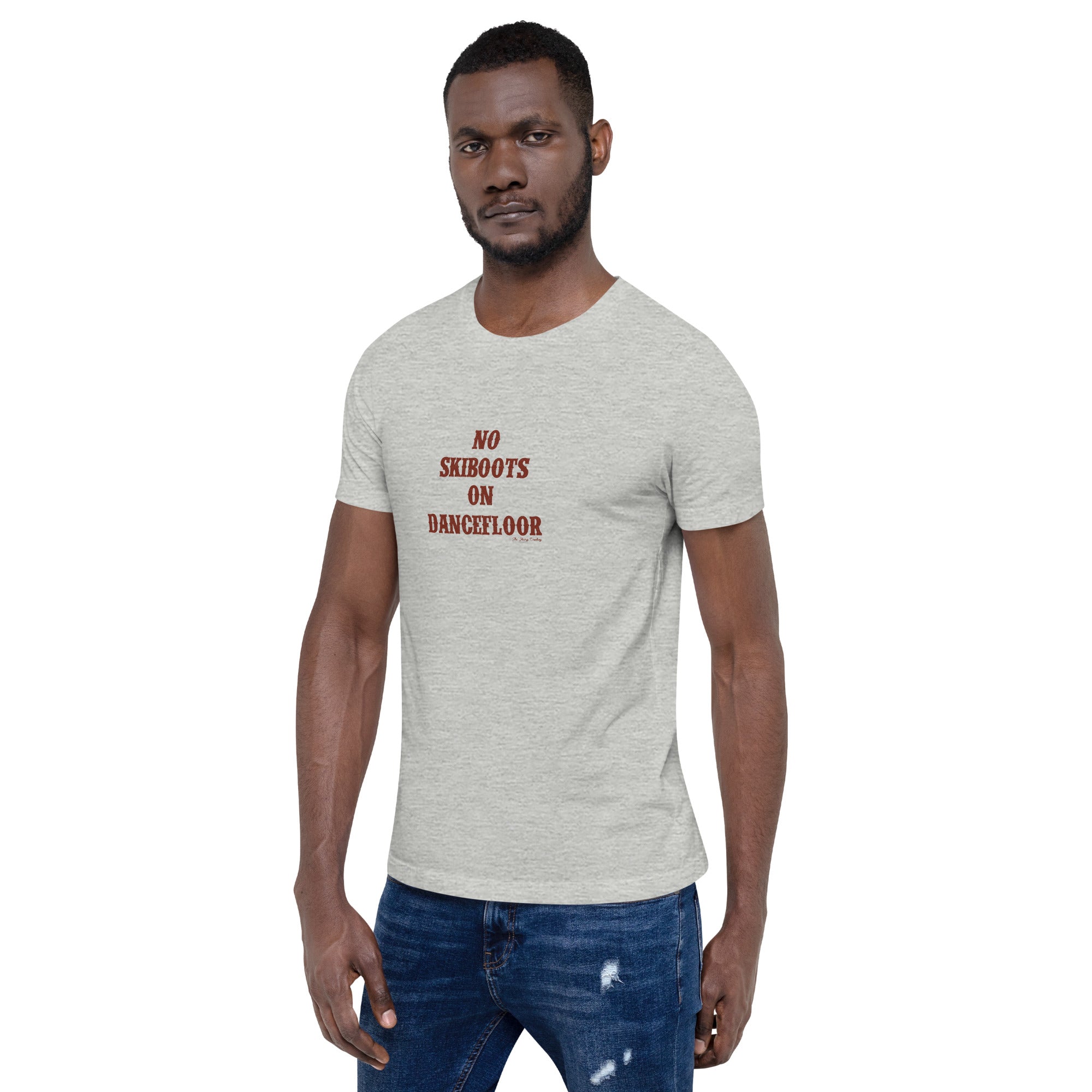 Unisex t-shirt No Skiboots on Dancefloor on light heather colors