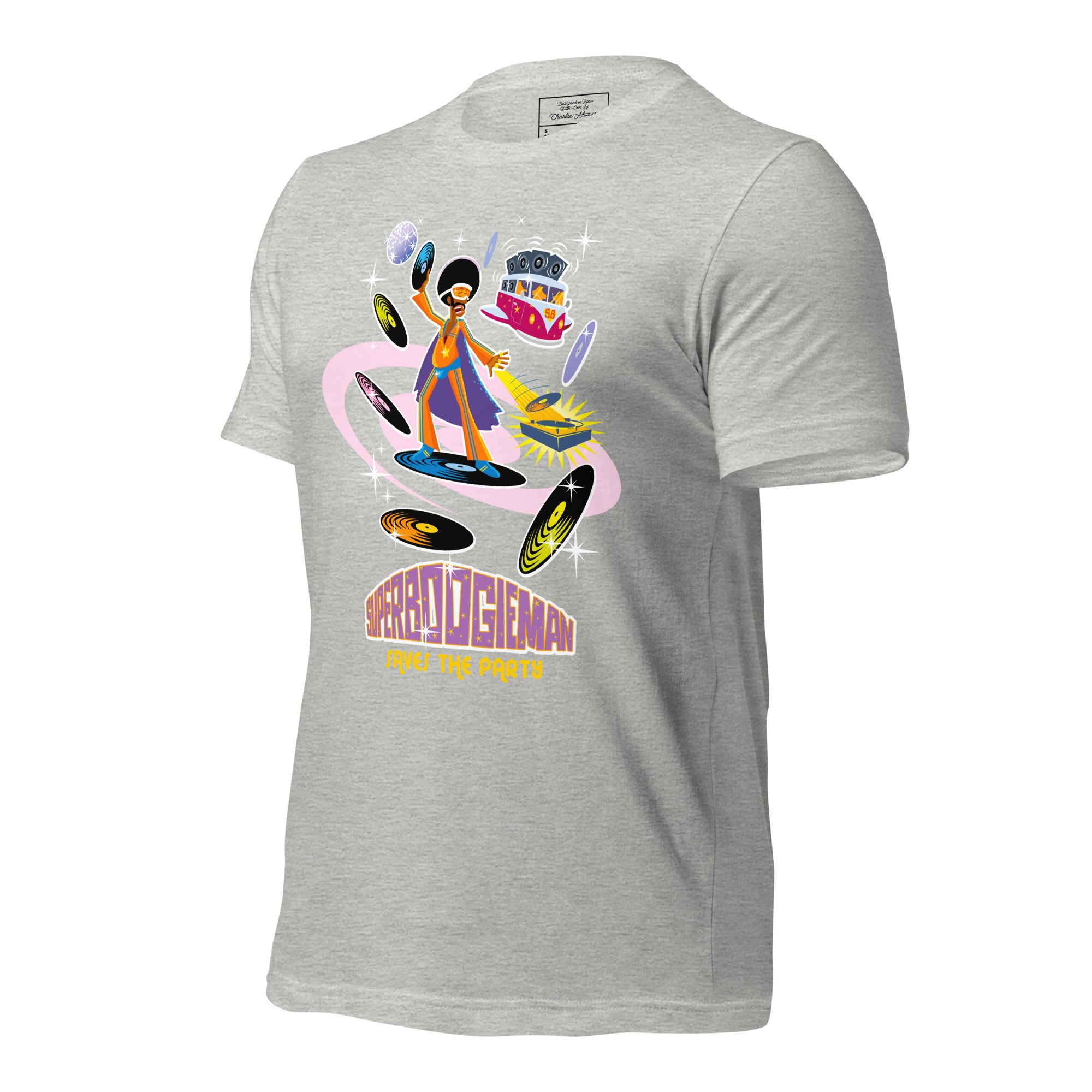 Unisex t-shirt Superboogieman saves the Party on light heather colors