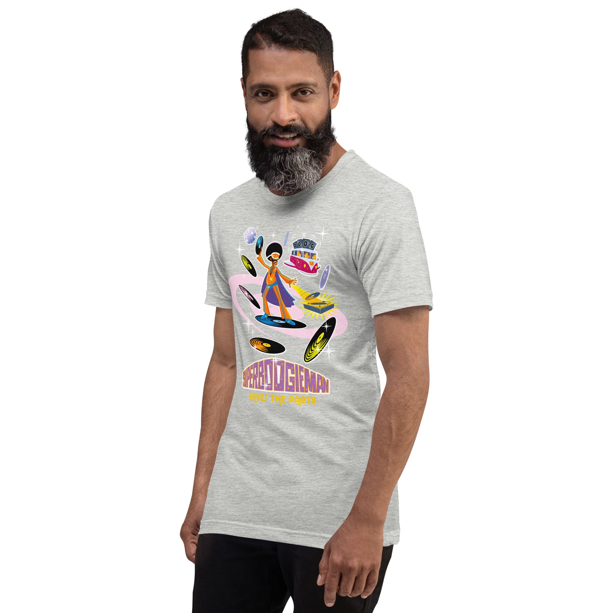 Unisex t-shirt Superboogieman saves the Party on light heather colors