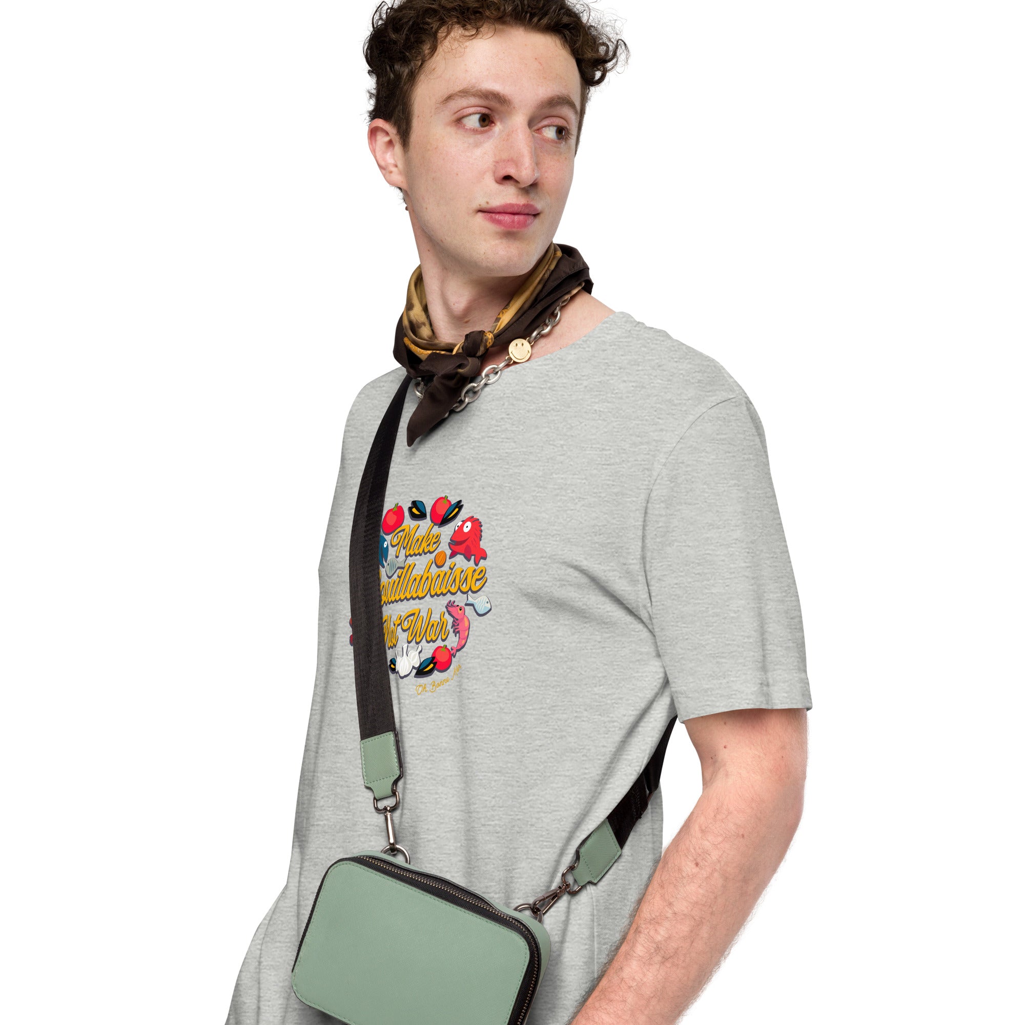 T-shirt en coton unisexe Make Bouillabaisse Not War sur couleurs chinées claires