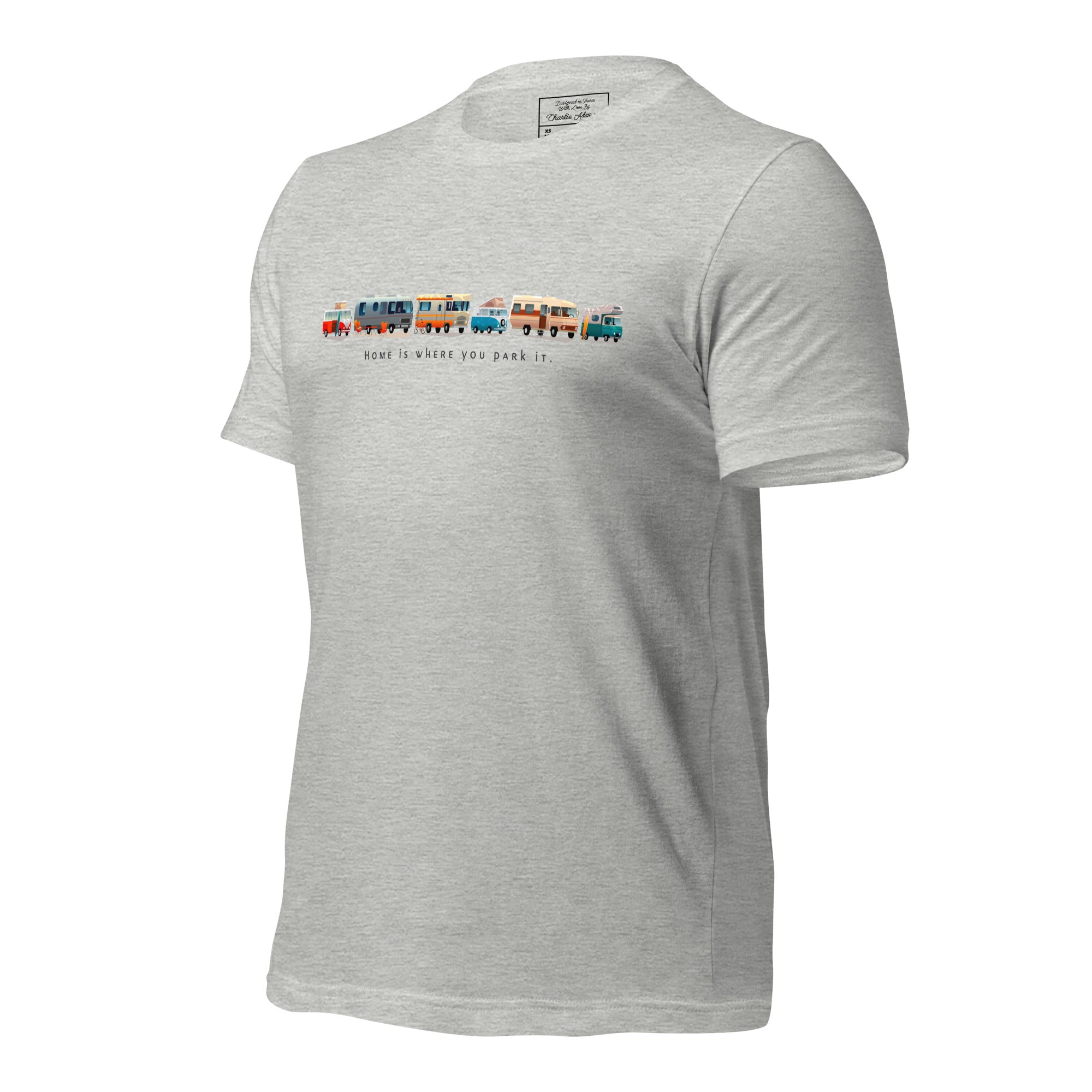 T-shirt en coton unisexe Vintage Campers sur couleurs chinées claires