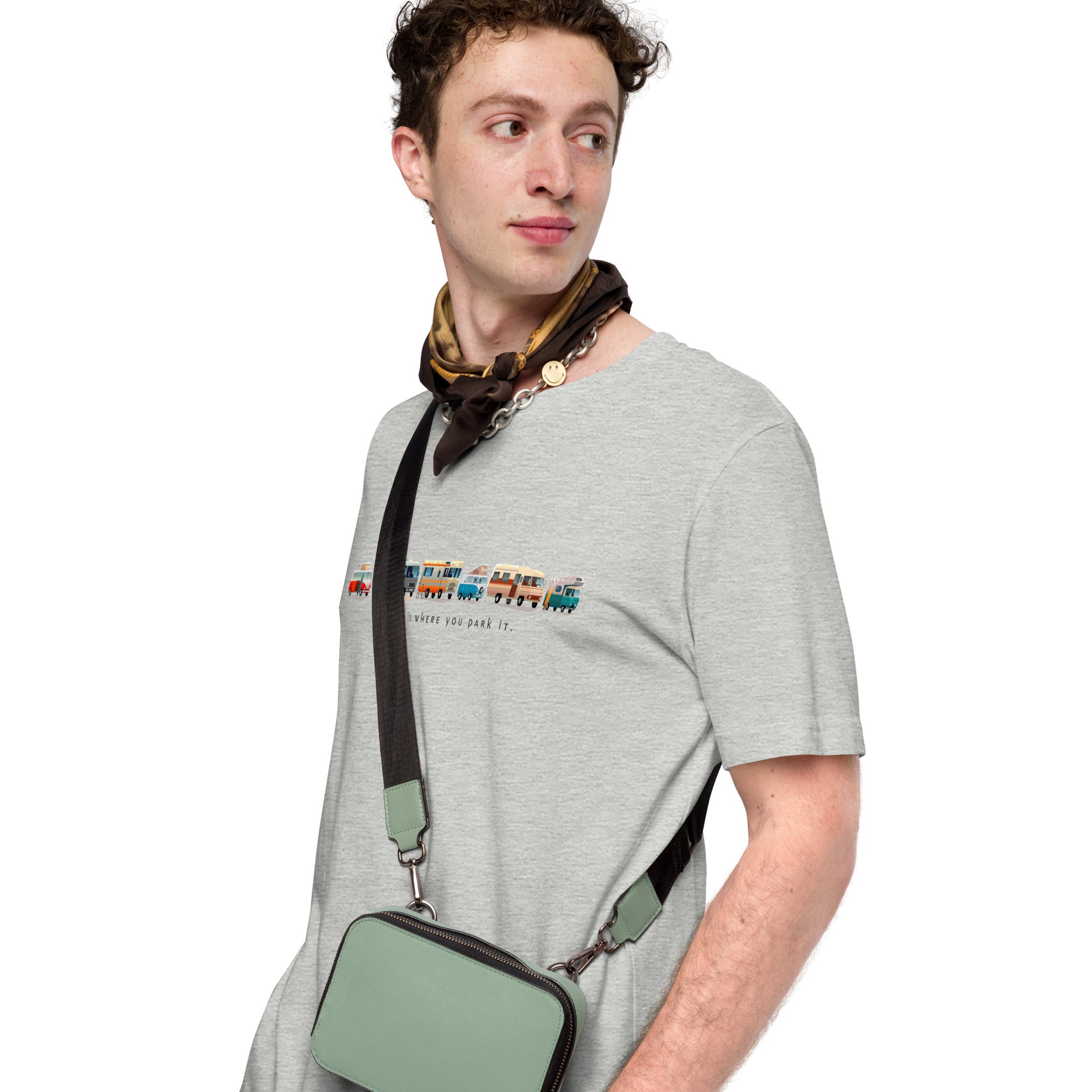 T-shirt en coton unisexe Vintage Campers sur couleurs chinées claires