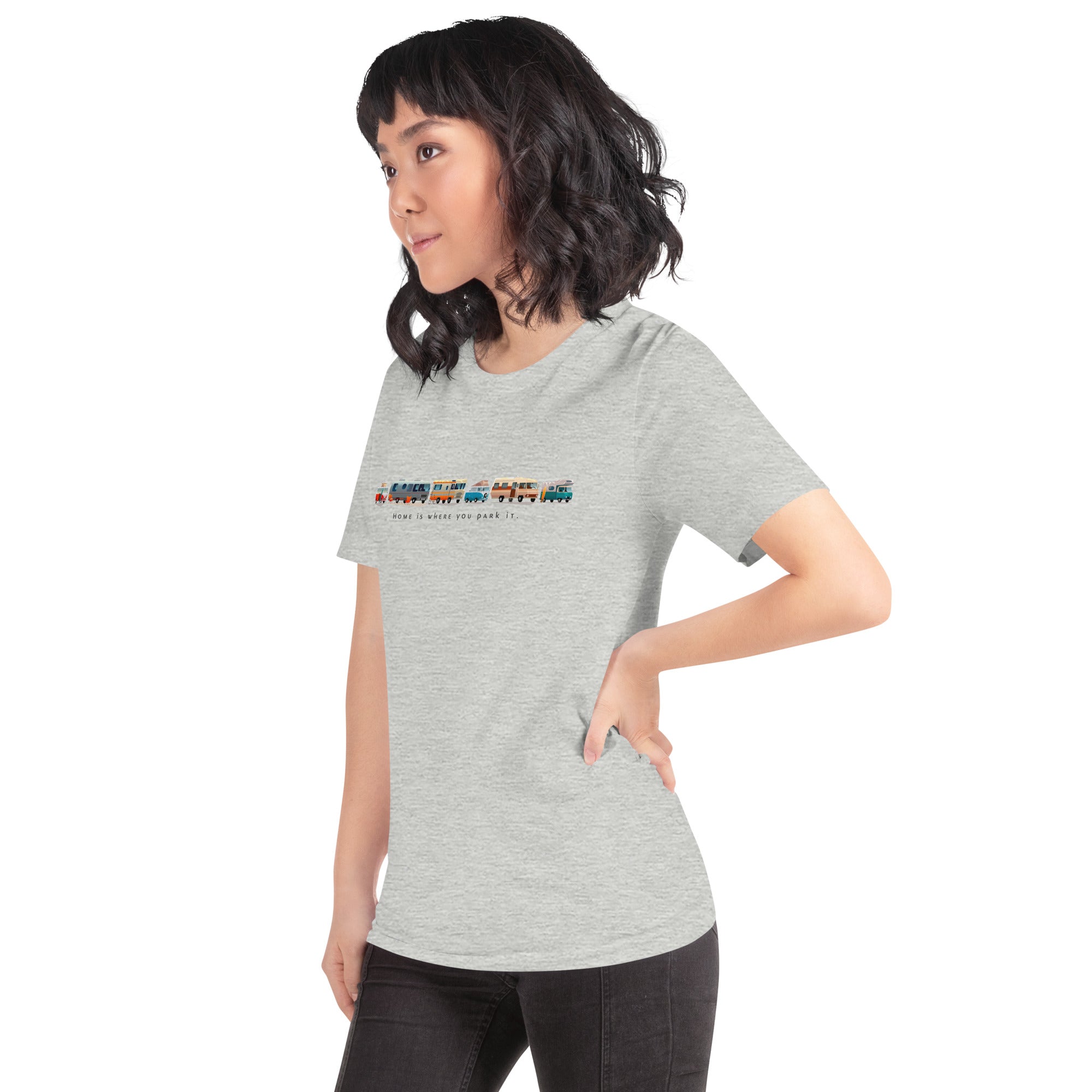 T-shirt en coton unisexe Vintage Campers sur couleurs chinées claires