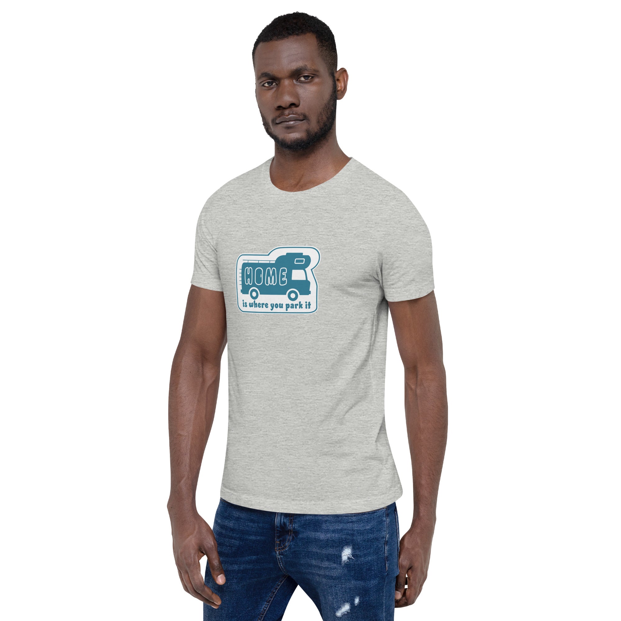 Unisex cotton t-shirt Bold Camper Van on light heather colors