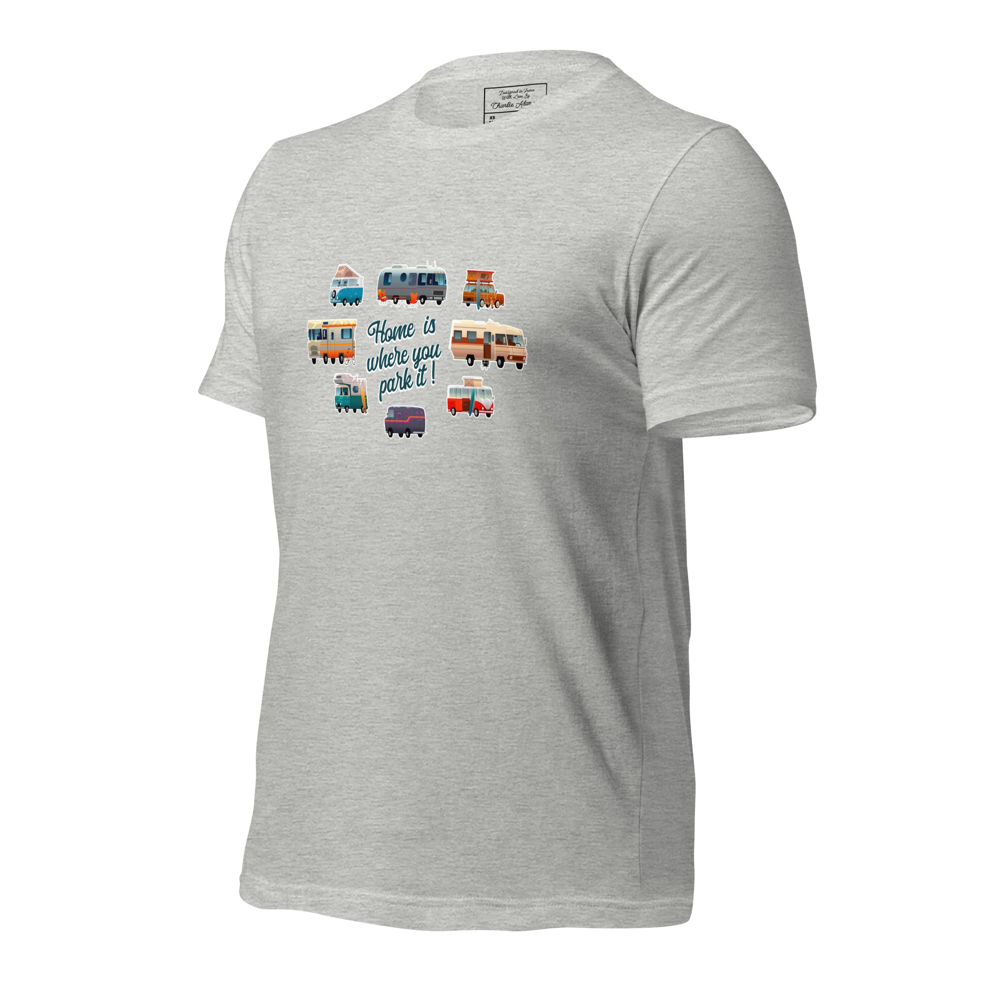T-shirt en coton unisexe Square Vintage Campers sur couleurs chinées claires