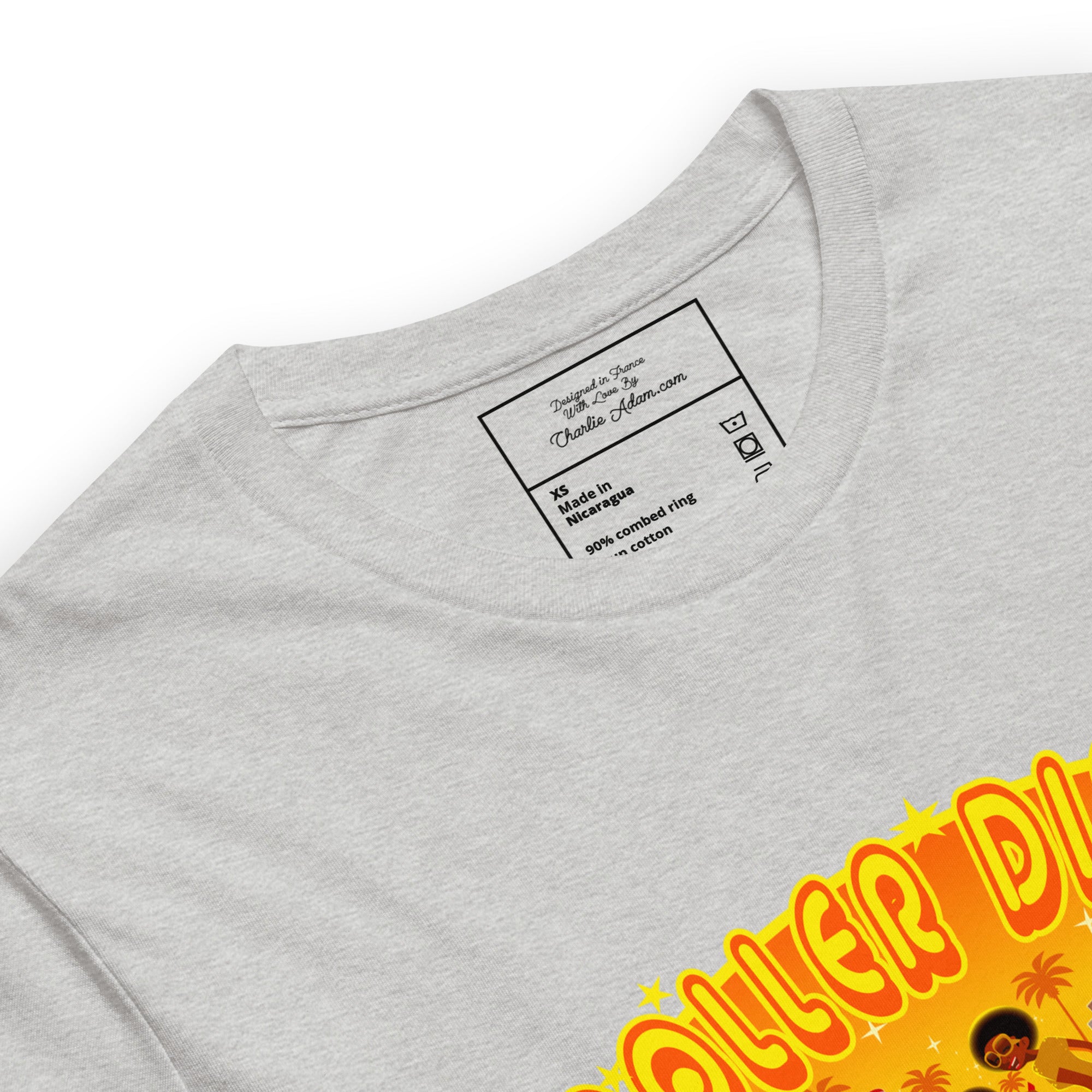 T-shirt en coton unisexe Roller Disco 1975 sur couleurs chinées claires