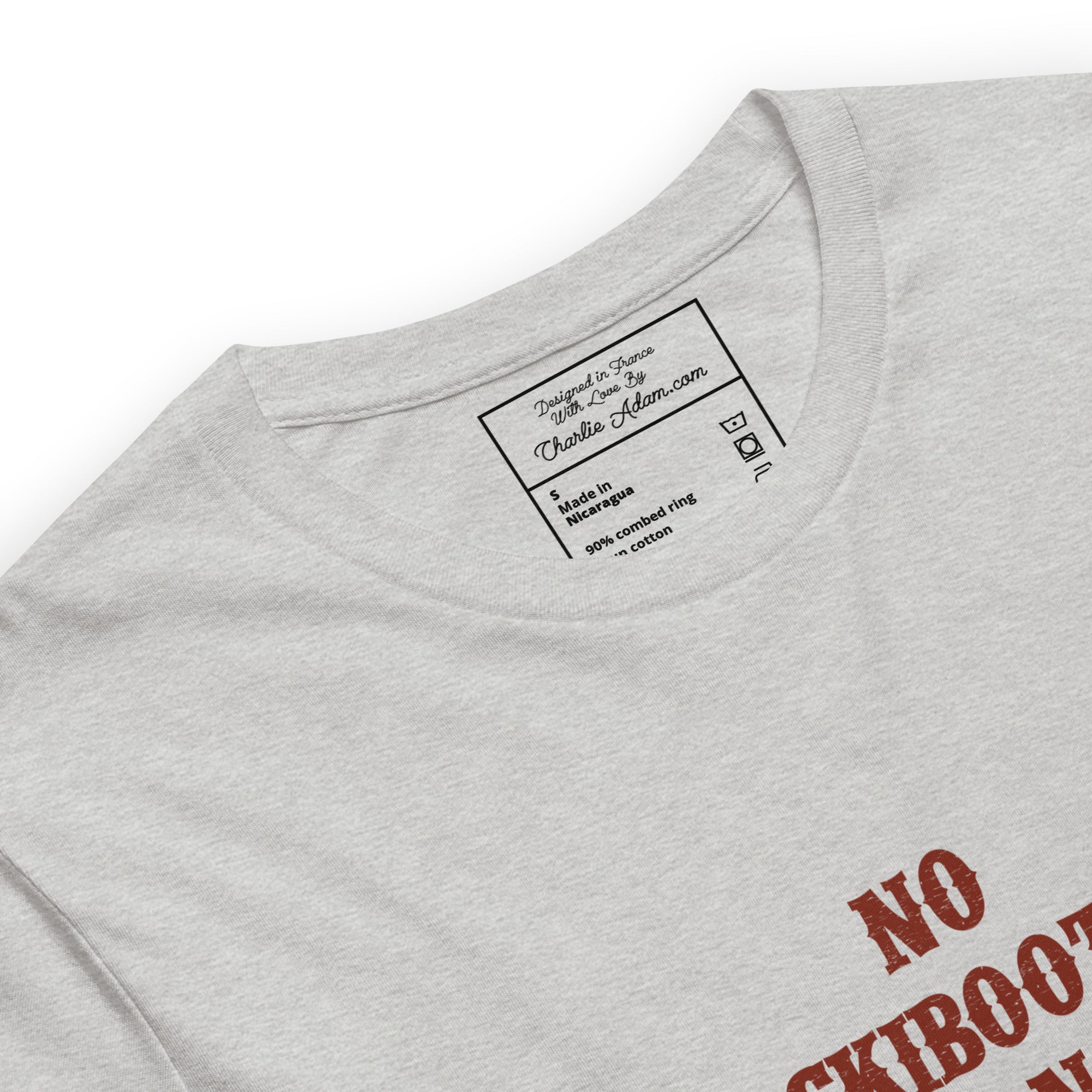 T-shirt en coton unisexe No Skiboots on Dancefloor sur couleurs chinées claires